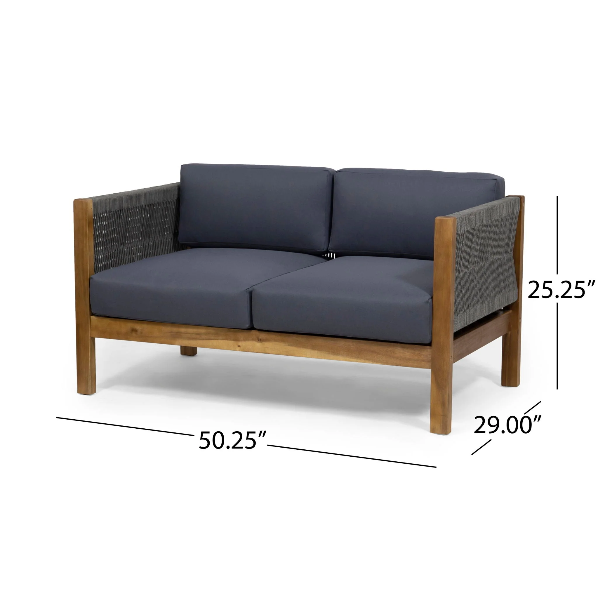 Charlotte Outdoor and Rope 4 Seater Chat Set with Cushions - Teak - Image 4
