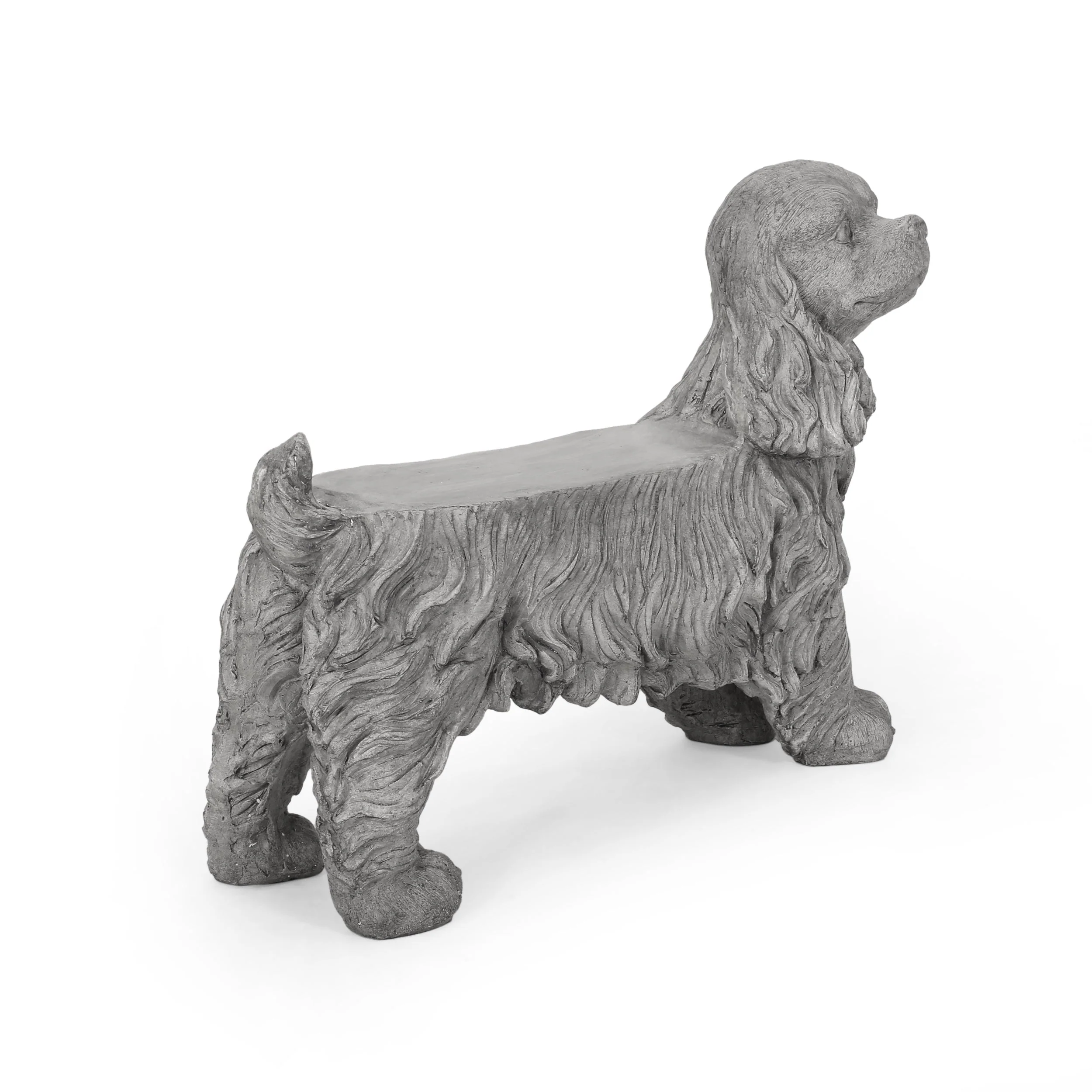 Charming Cocker Spaniel Dog Statue Bench Gray Magnesium Oxide 31.25' - Image 10
