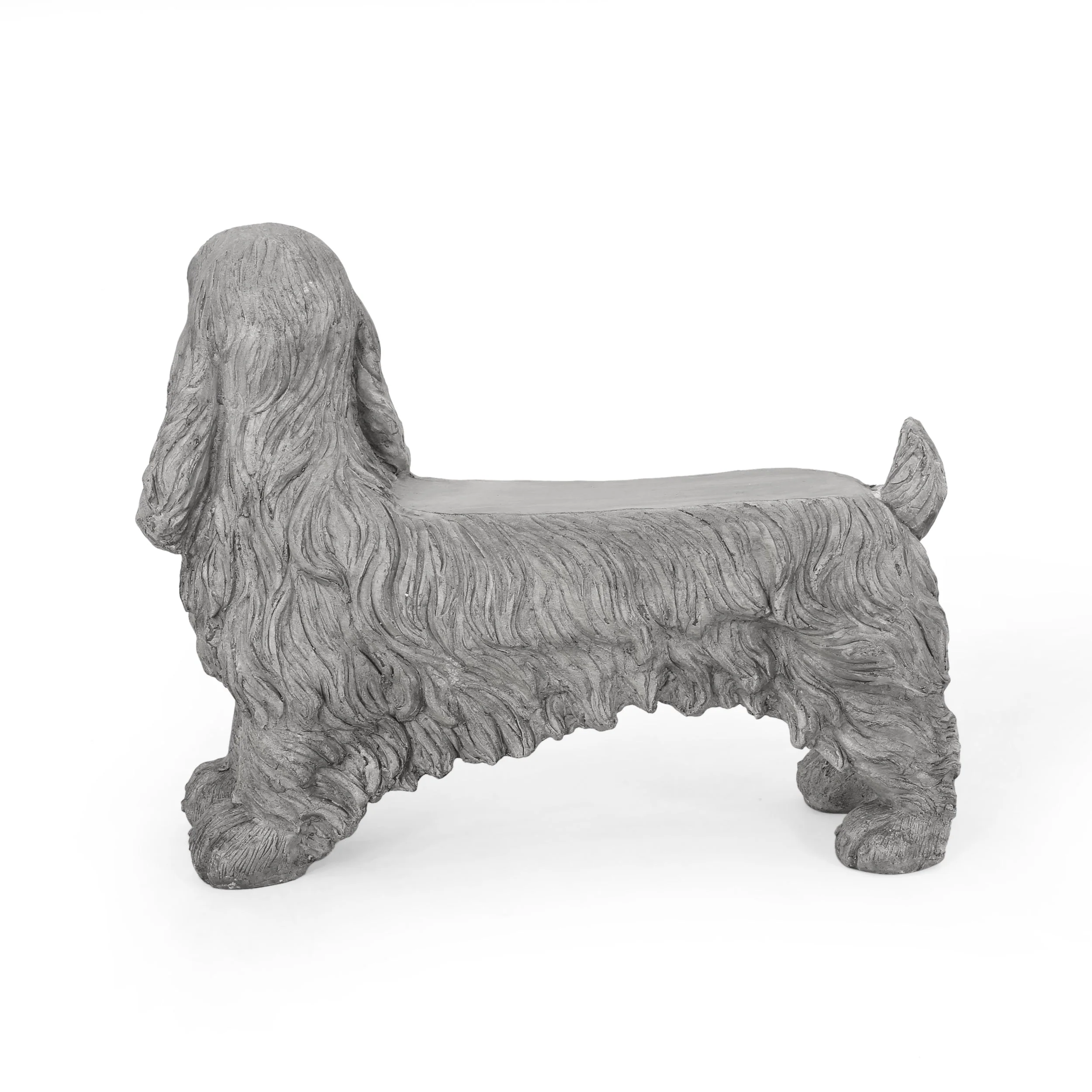 Charming Cocker Spaniel Dog Statue Bench Gray Magnesium Oxide 31.25' - Image 11