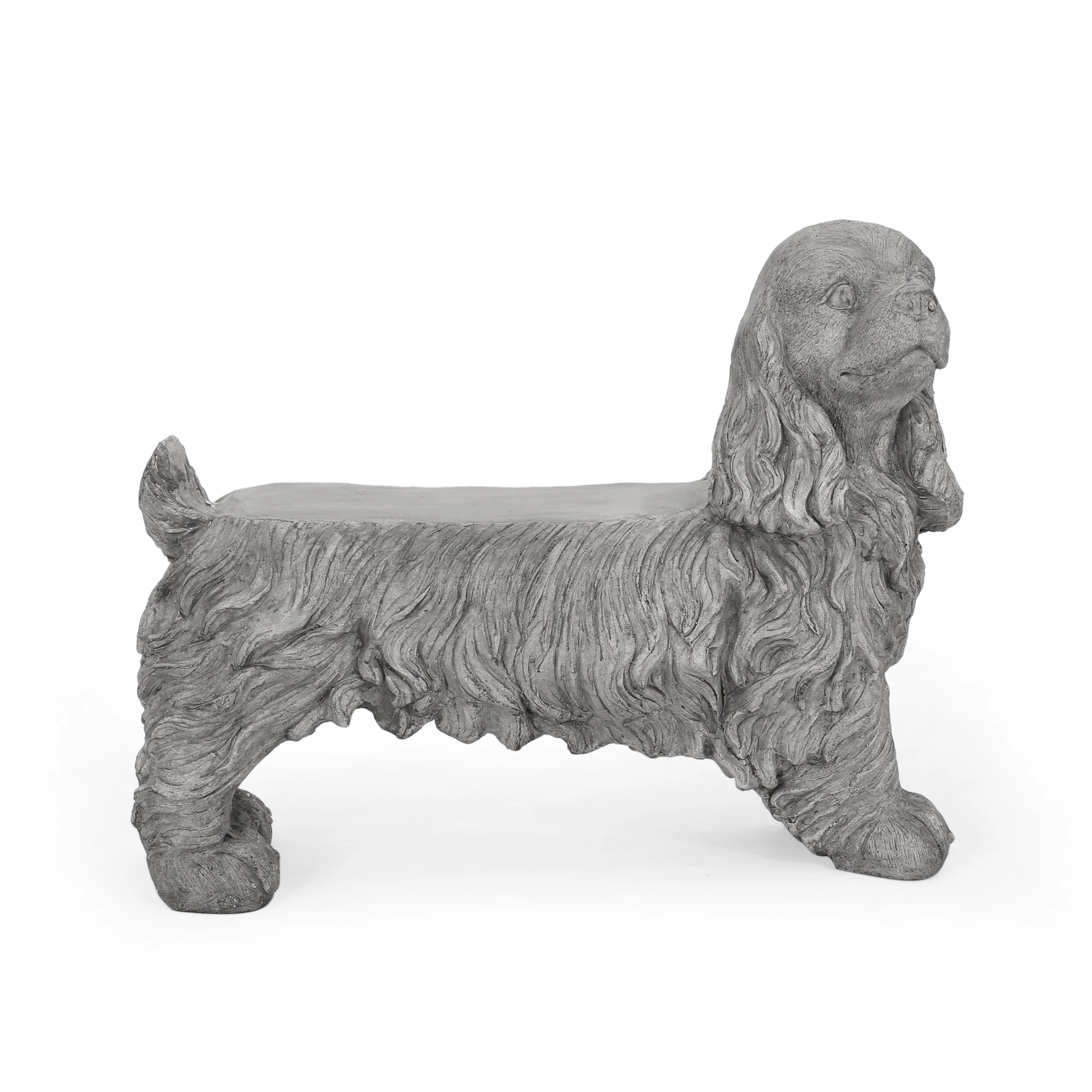 Charming Cocker Spaniel Dog Statue Bench Gray Magnesium Oxide 31.25' - Image 12