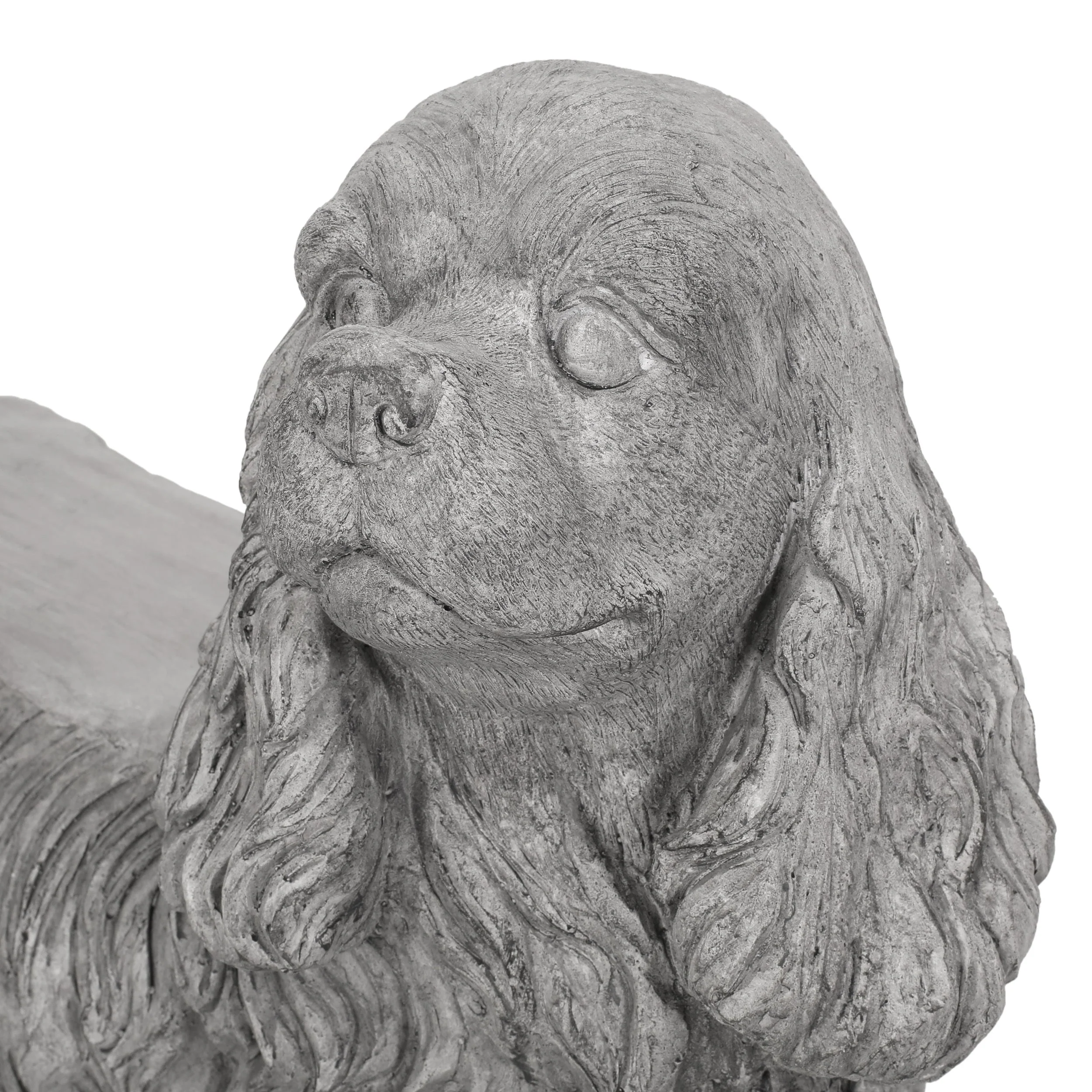 Charming Cocker Spaniel Dog Statue Bench Gray Magnesium Oxide 31.25' - Image 16