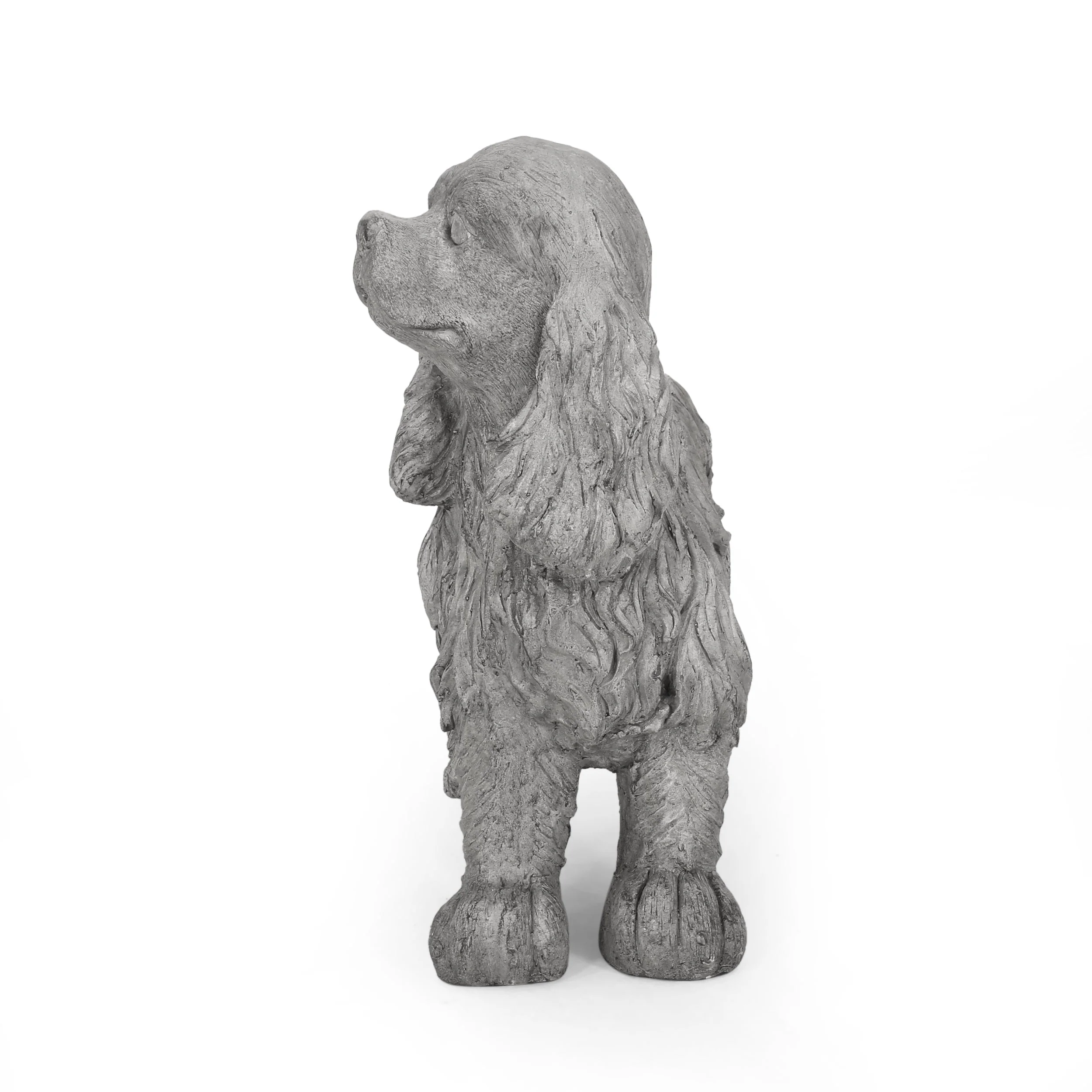 Charming Cocker Spaniel Dog Statue Bench Gray Magnesium Oxide 31.25' - Image 4