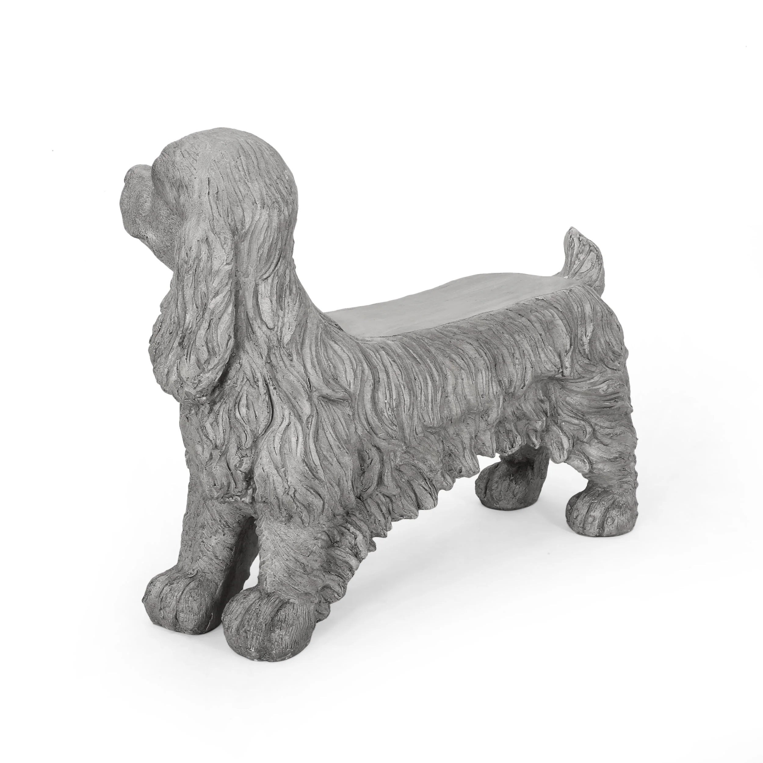 Charming Cocker Spaniel Dog Statue Bench Gray Magnesium Oxide 31.25' - Image 8