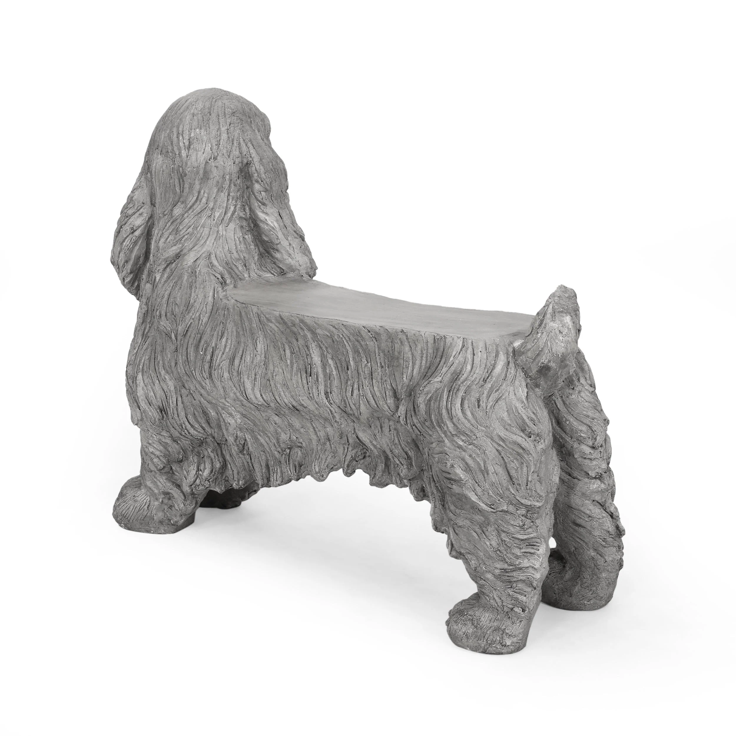 Charming Cocker Spaniel Dog Statue Bench Gray Magnesium Oxide 31.25' - Image 9