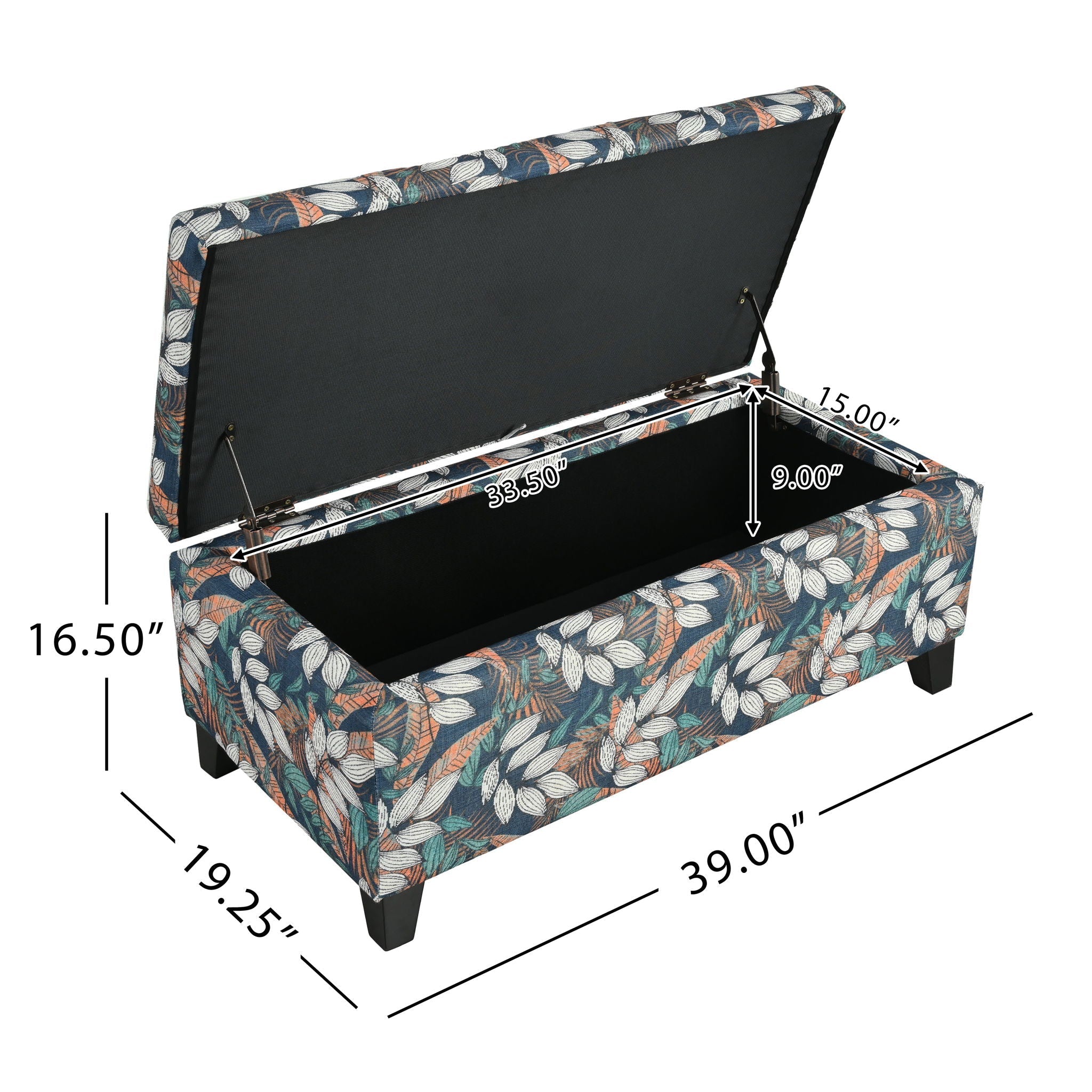 Charming Floral Storage Ottoman With Upholstered Fabric - Image 4