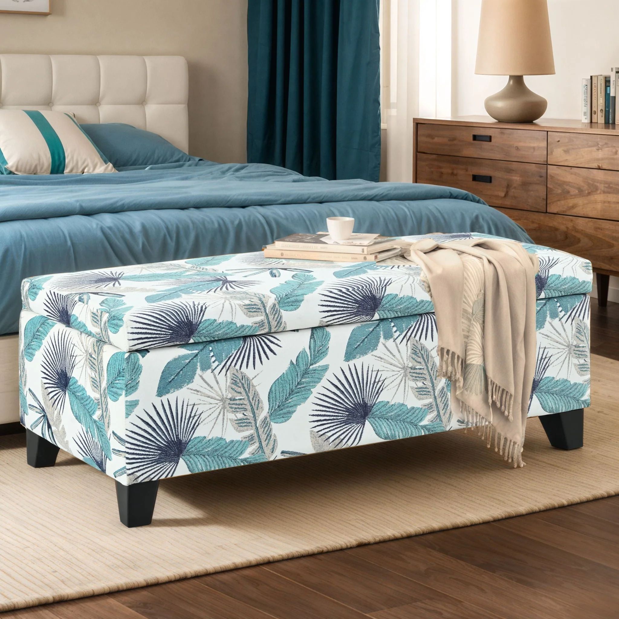 Charming Floral Storage Ottoman With Upholstered Fabric - Image 5