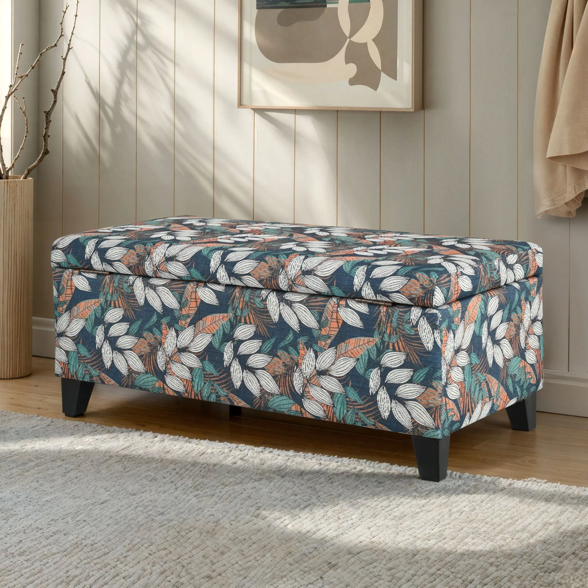 Charming Floral Storage Ottoman With Upholstered Fabric - Image 7