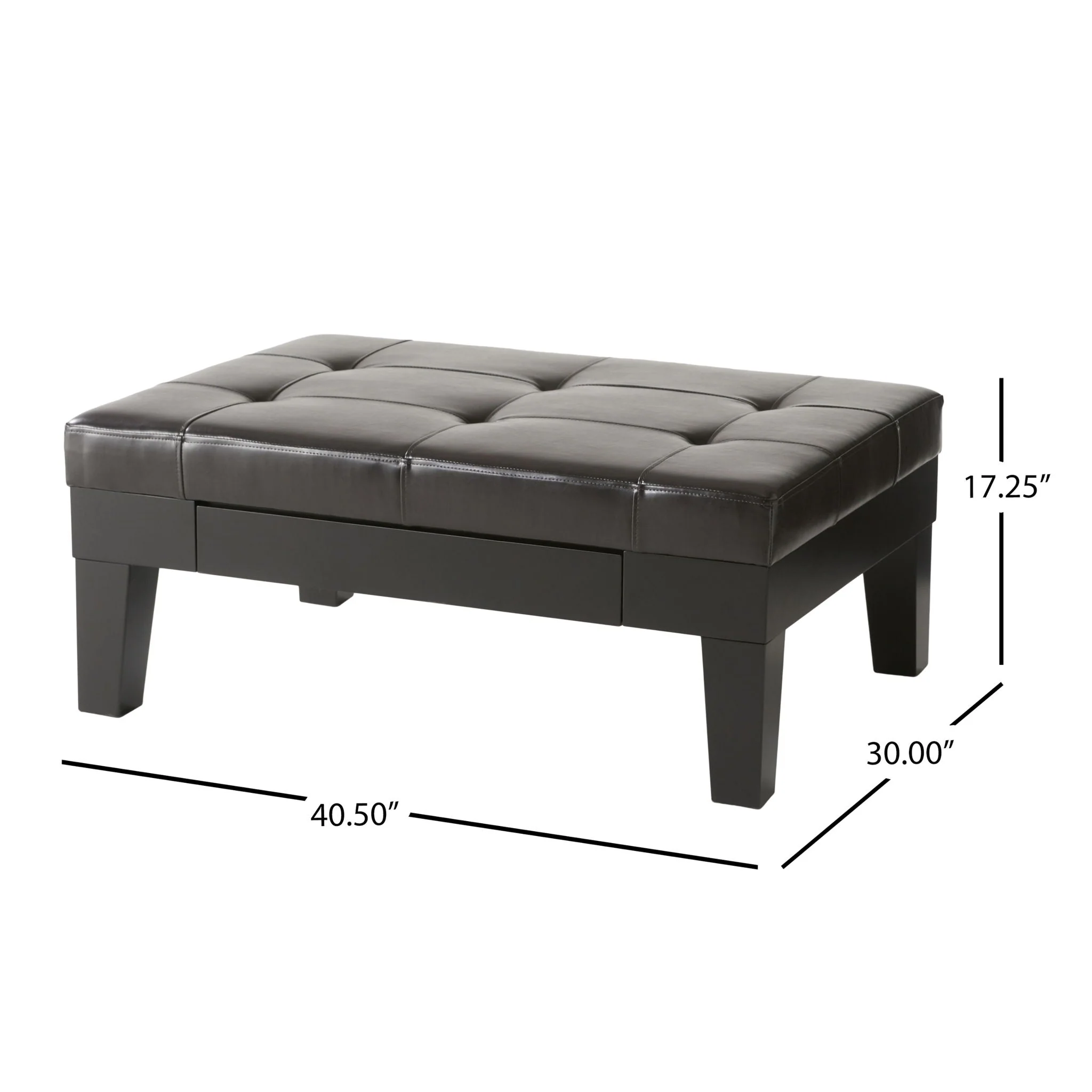 Chatham - Ottoman With Drawer Leather Storage Solution - Dark Coffee - Image 2