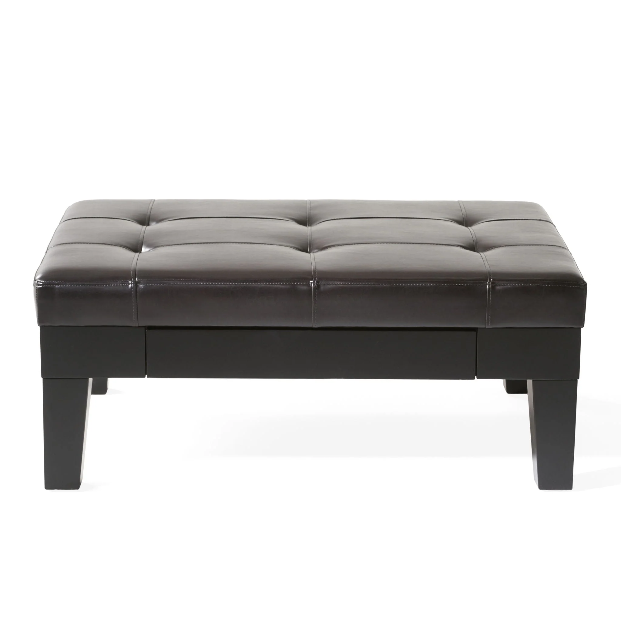 Chatham - Ottoman With Drawer Leather Storage Solution - Dark Coffee - Image 3