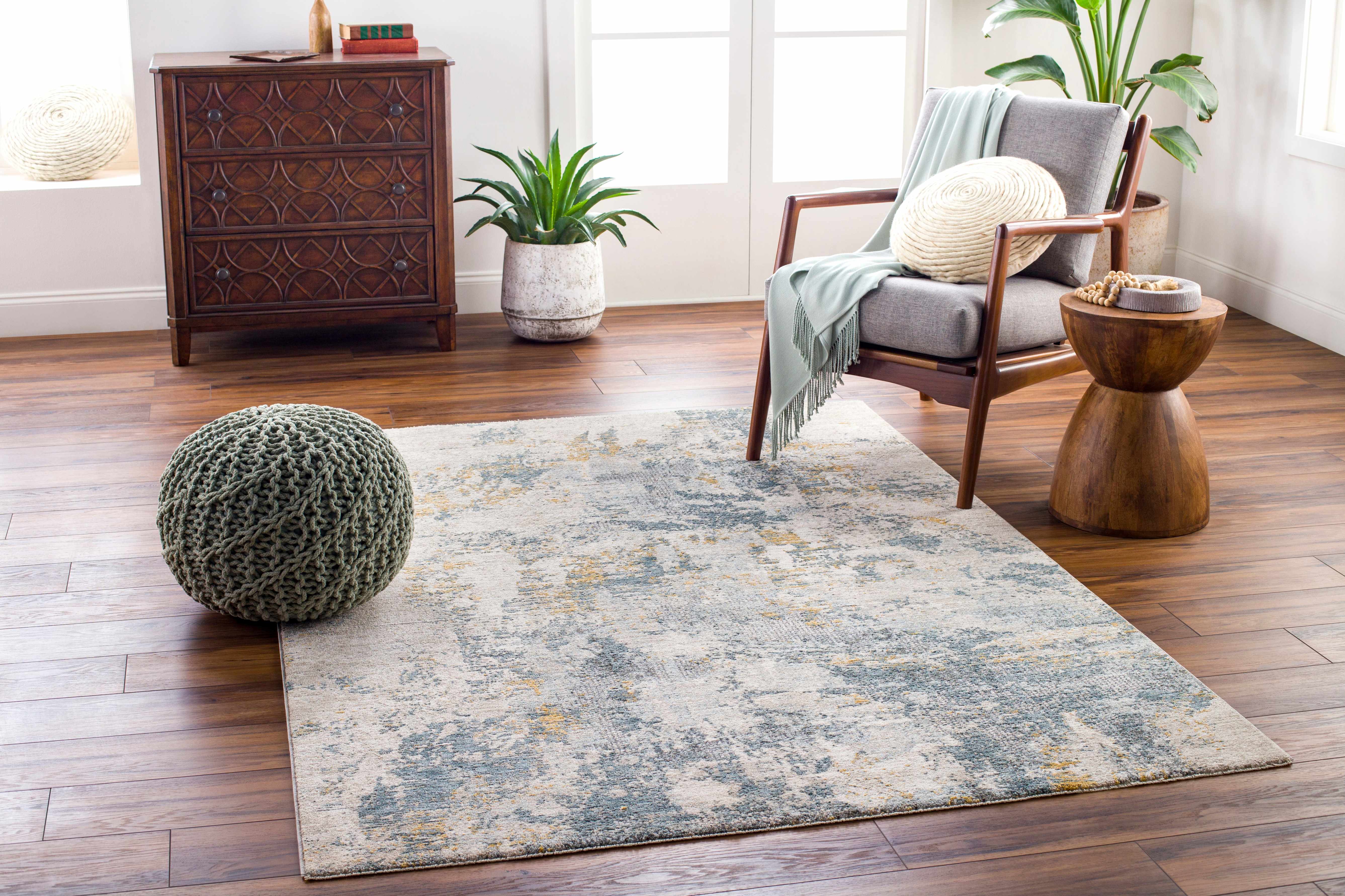 Chaya Textured Abstract Rug with Fringes - Image 8