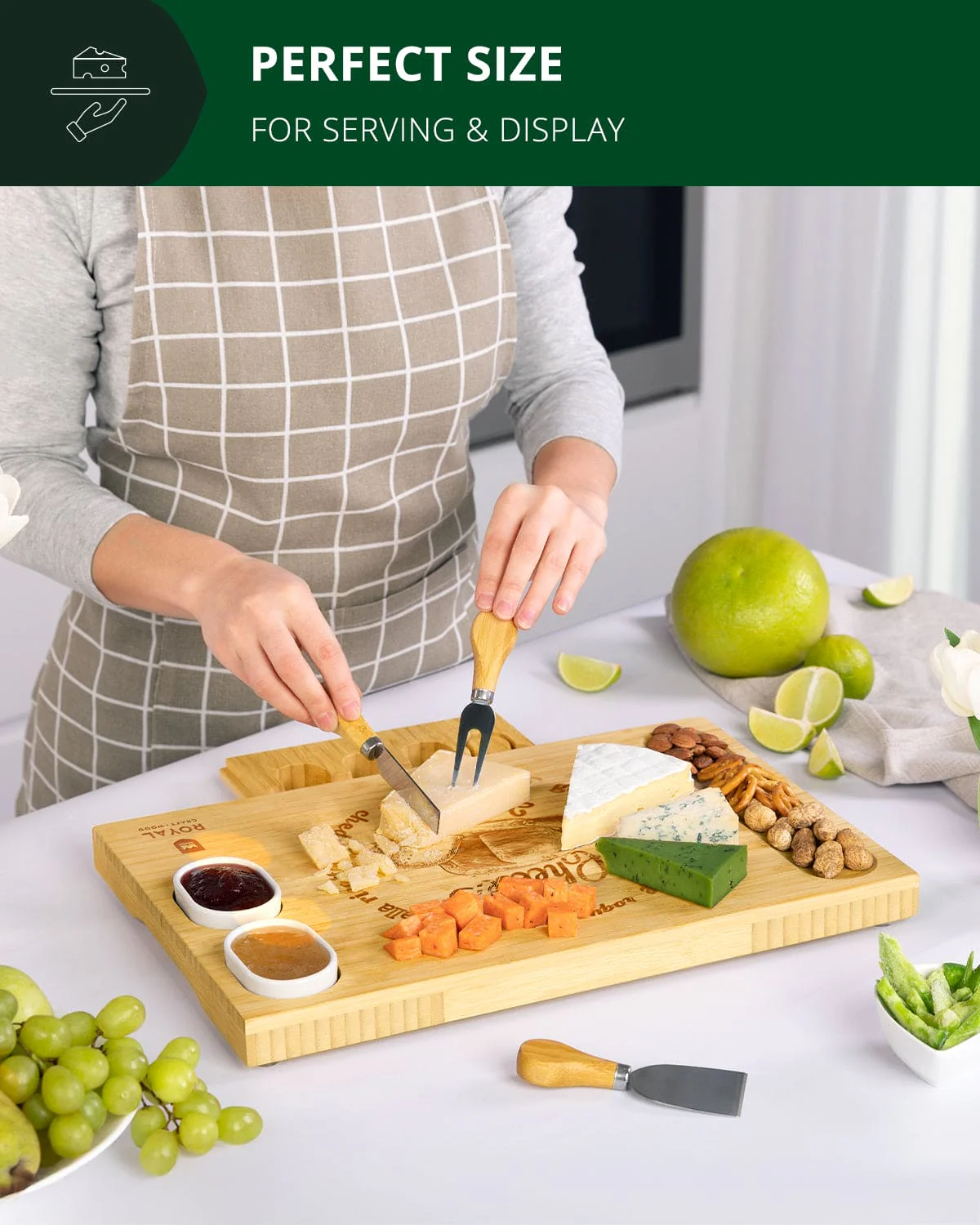 Cheese Board Set w/knives, 16.5“x11” - Image 4