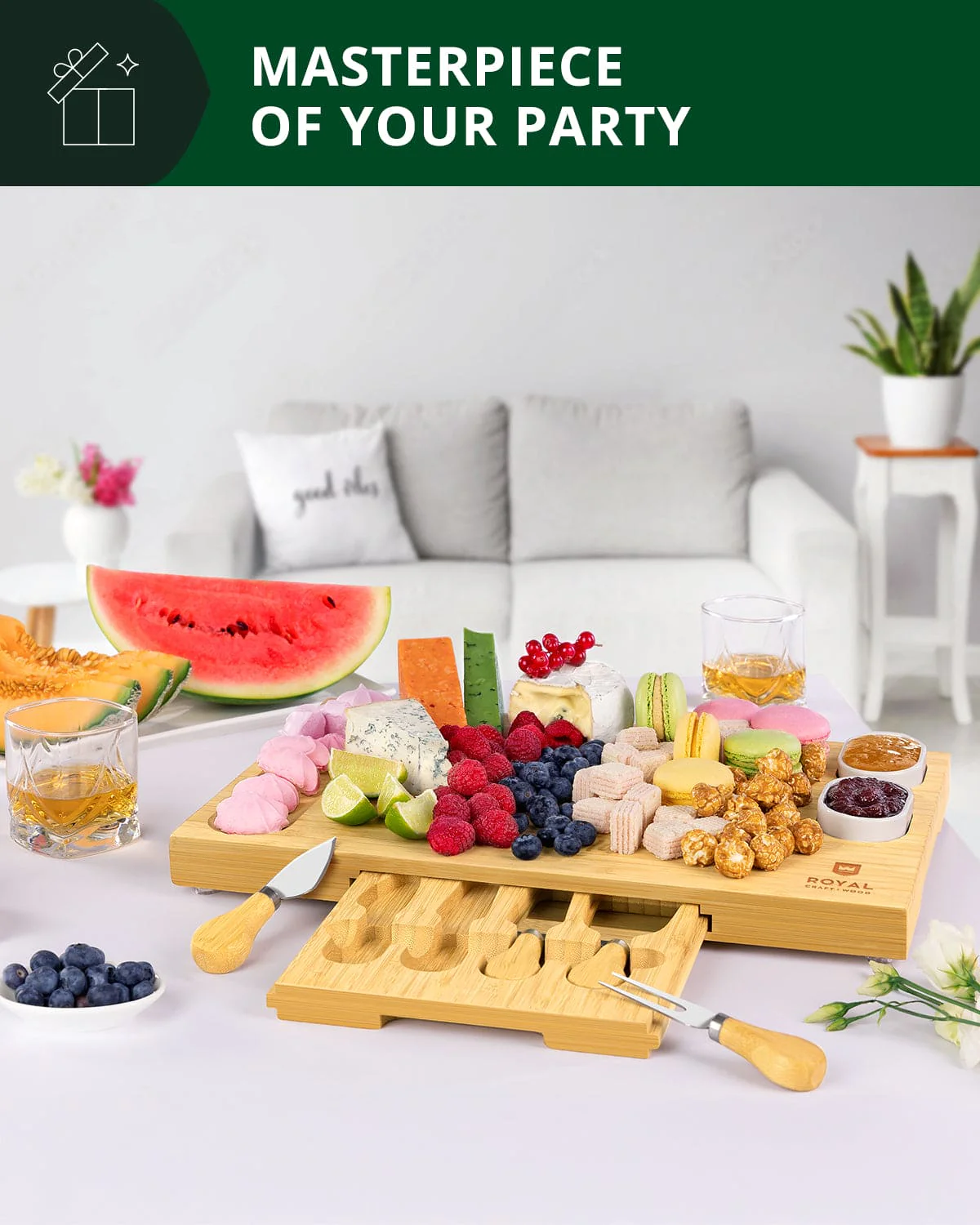 Cheese Board Set w/knives, 16.5“x11” - Image 6