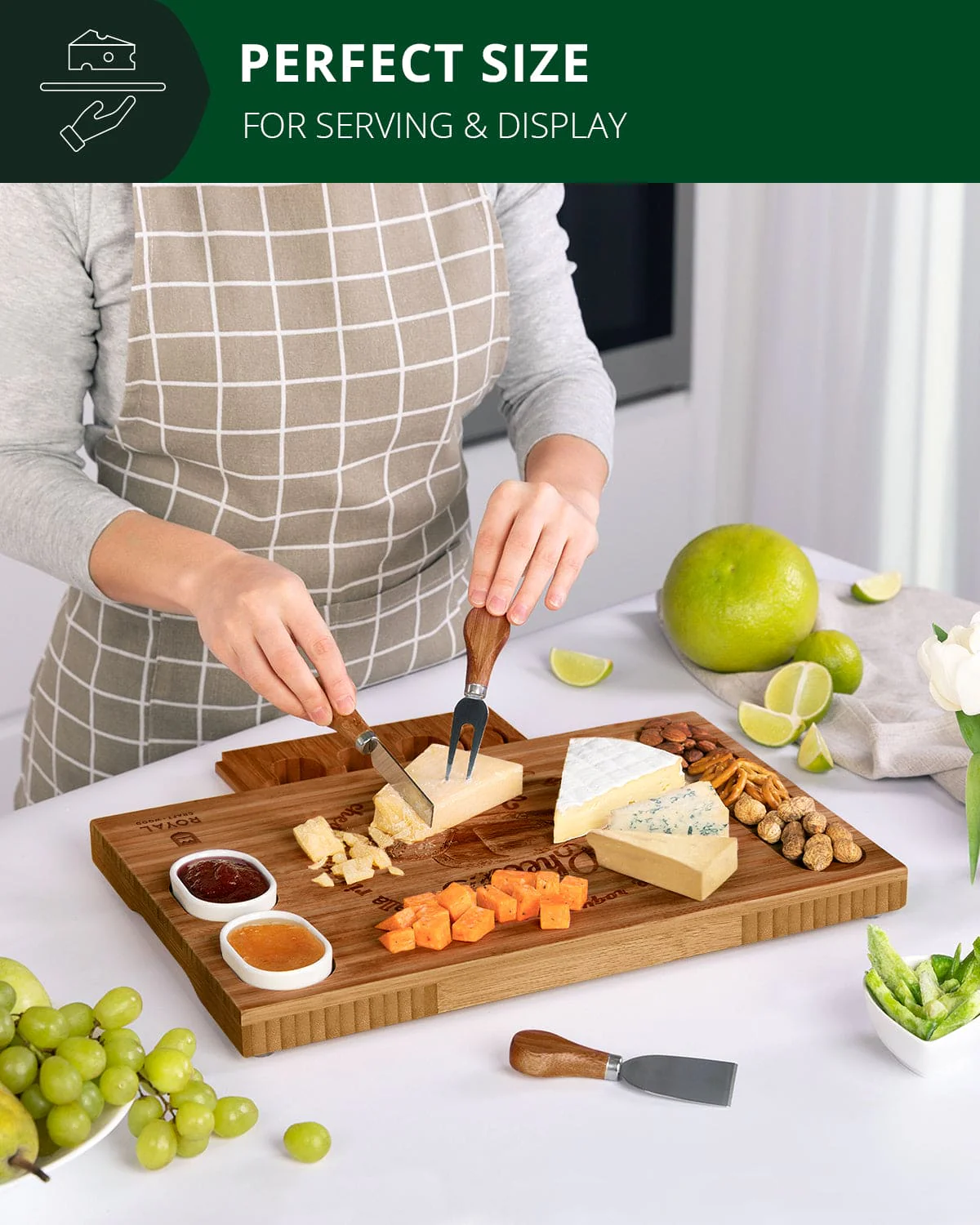 Cheese Board Set w/knives, 16.5“x11”, Brown - Image 3
