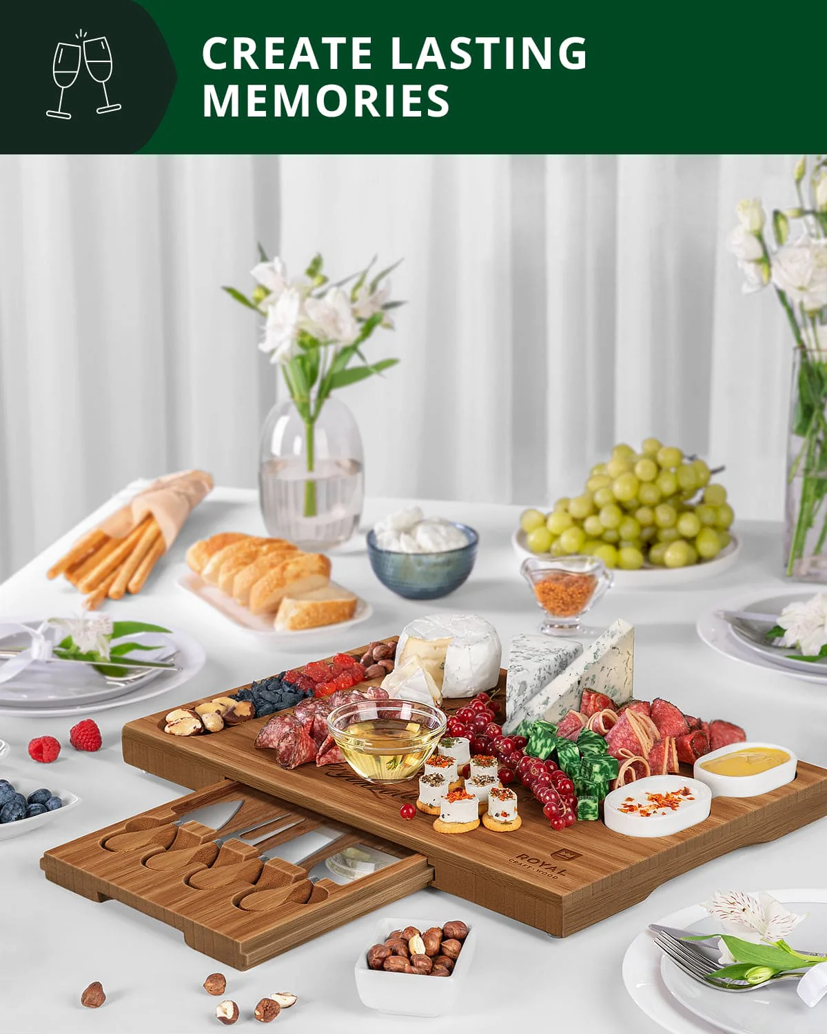 Cheese Board Set w/knives, 16.5“x11”, Brown - Image 4