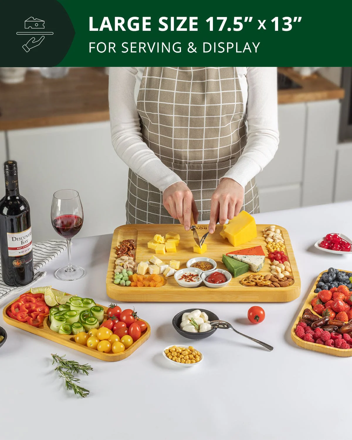 Cheese Board Set with Side Trays - Image 3