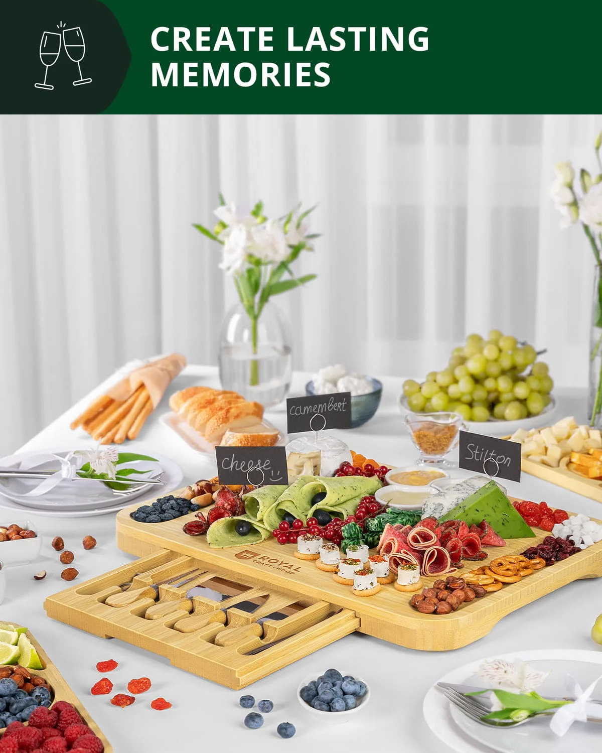 Cheese Board Set with Side Trays - Image 6