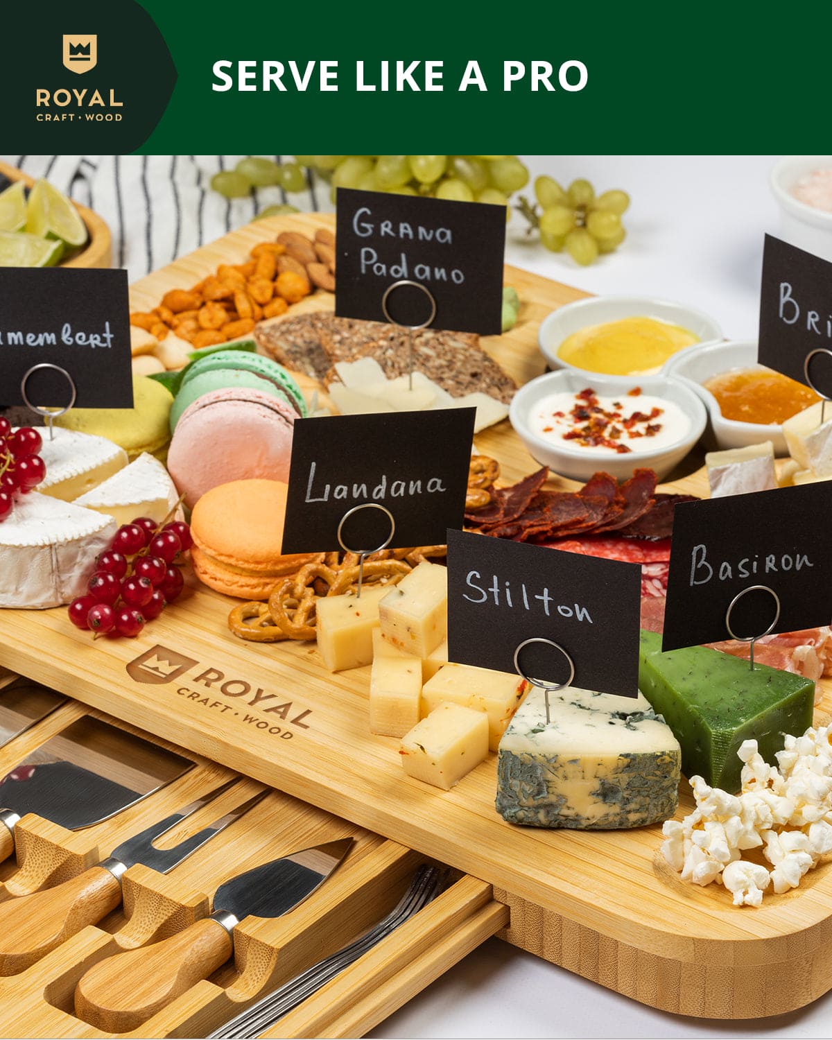 Cheese Board Set with Side Trays - Image 8