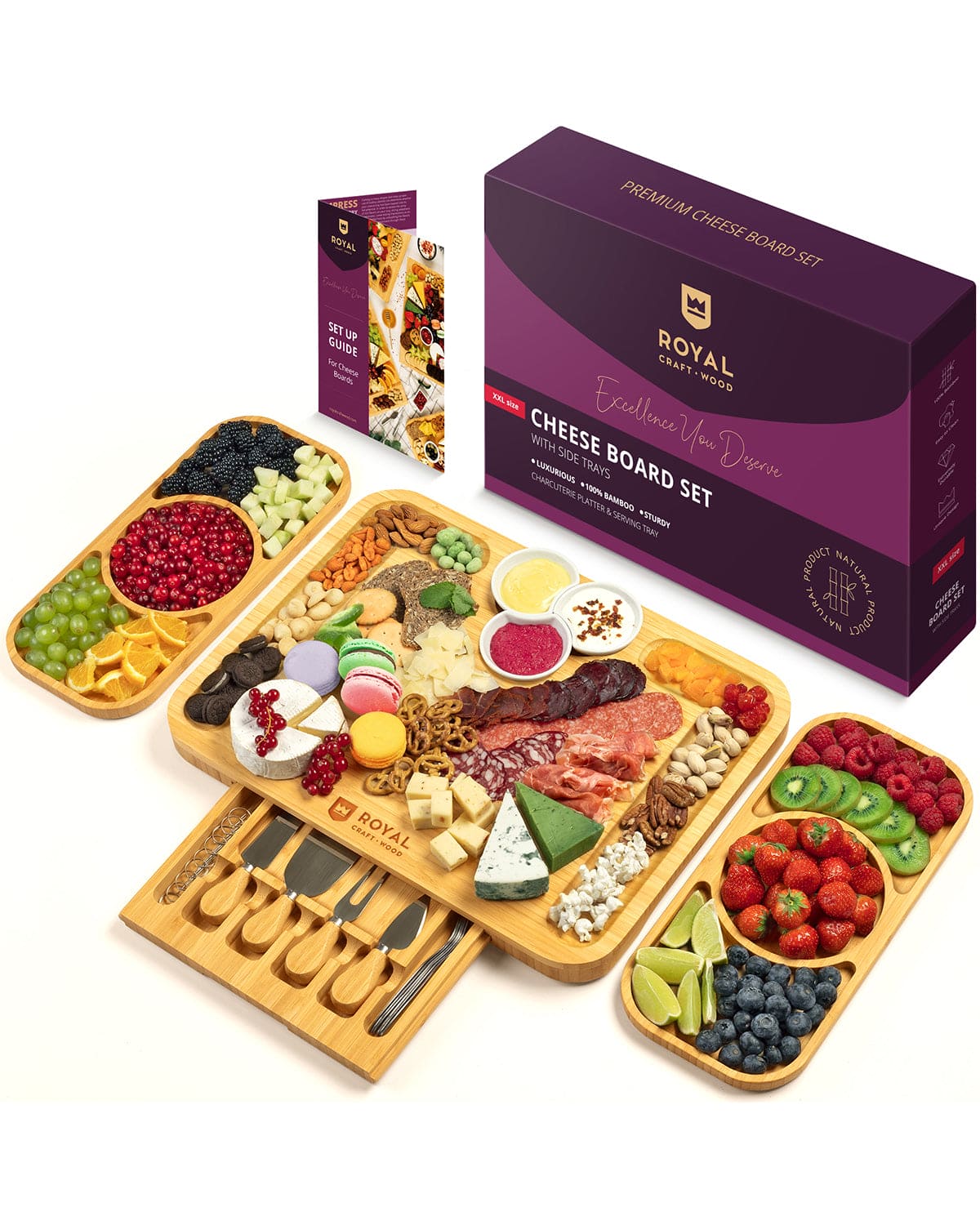 Cheese Board Set with Side Trays - Image 9