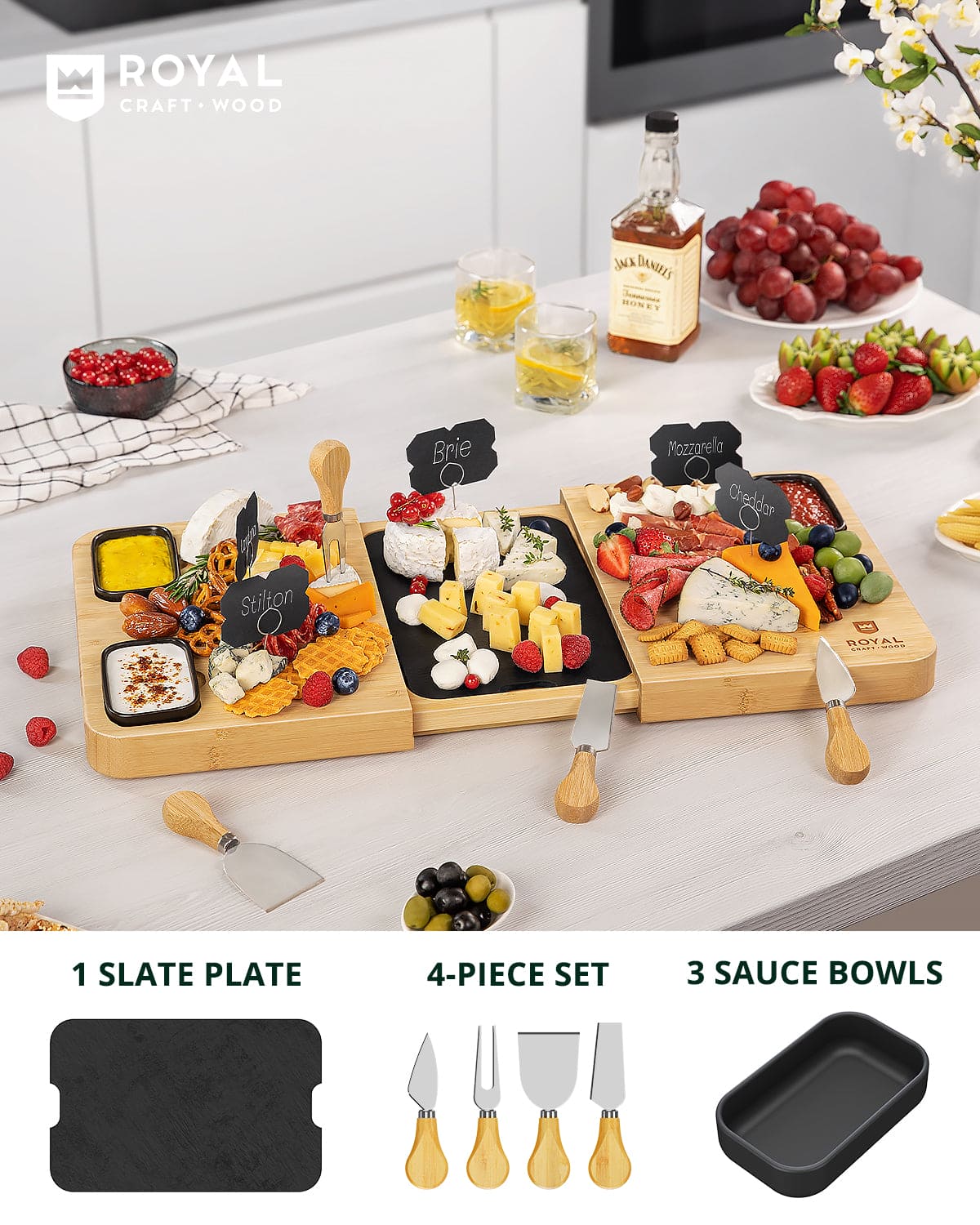 Cheese Board Set with Slate Plate - Image 5