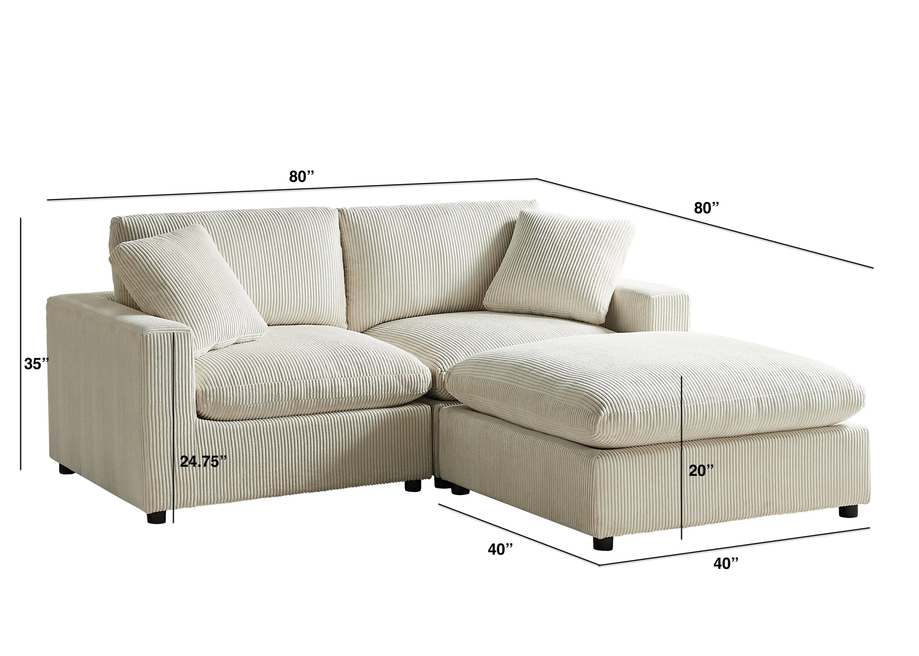 Chelsea Modular 3-Piece Chofa Sofa - Beige - Image 10