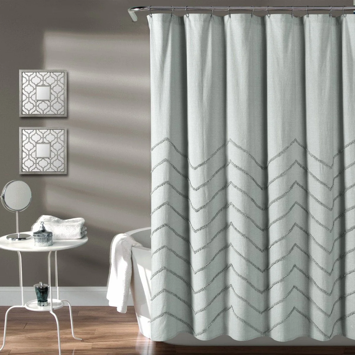 Chenille Chevron Shower Curtain - Image 3