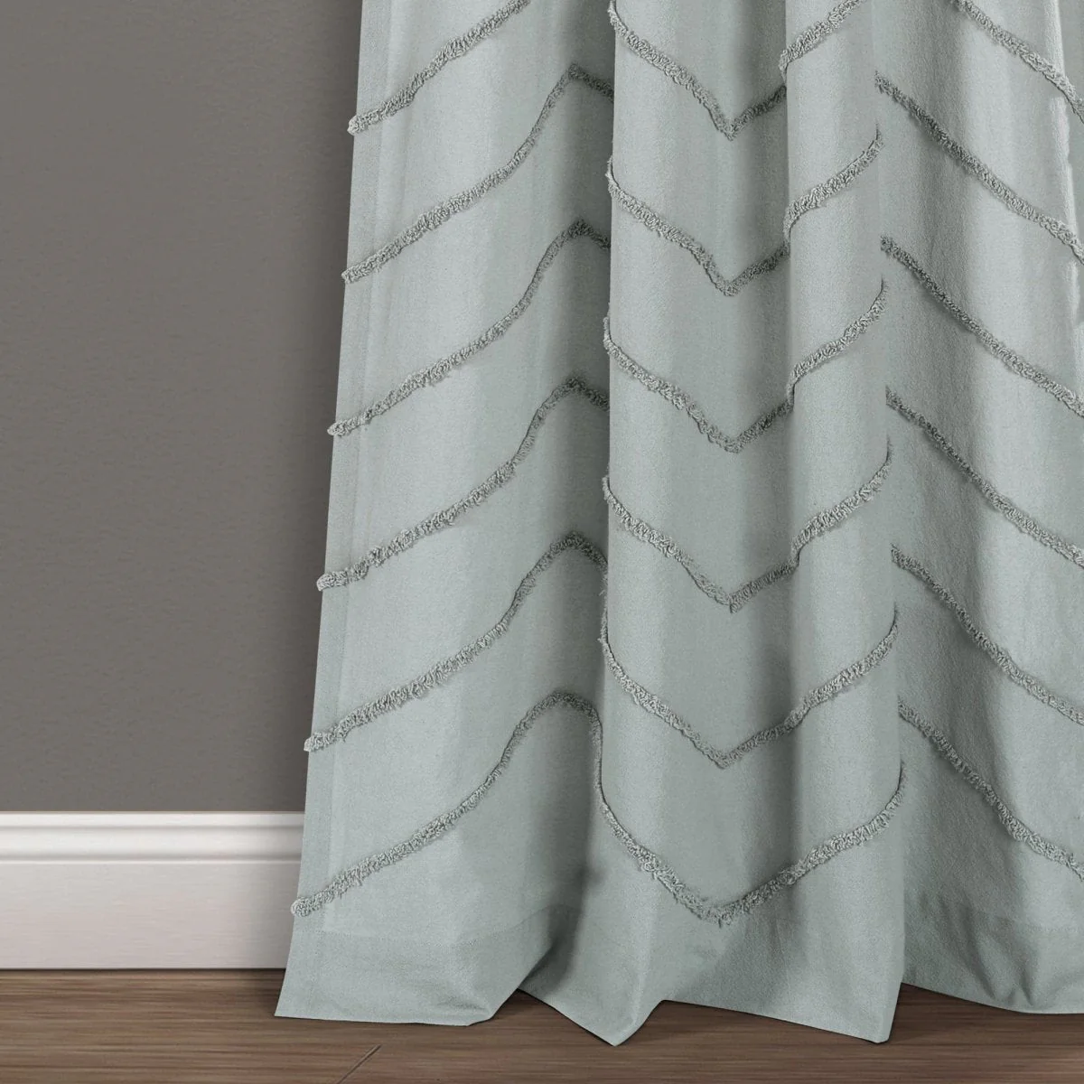 Chenille Chevron Window Curtain Panel Set - Image 3