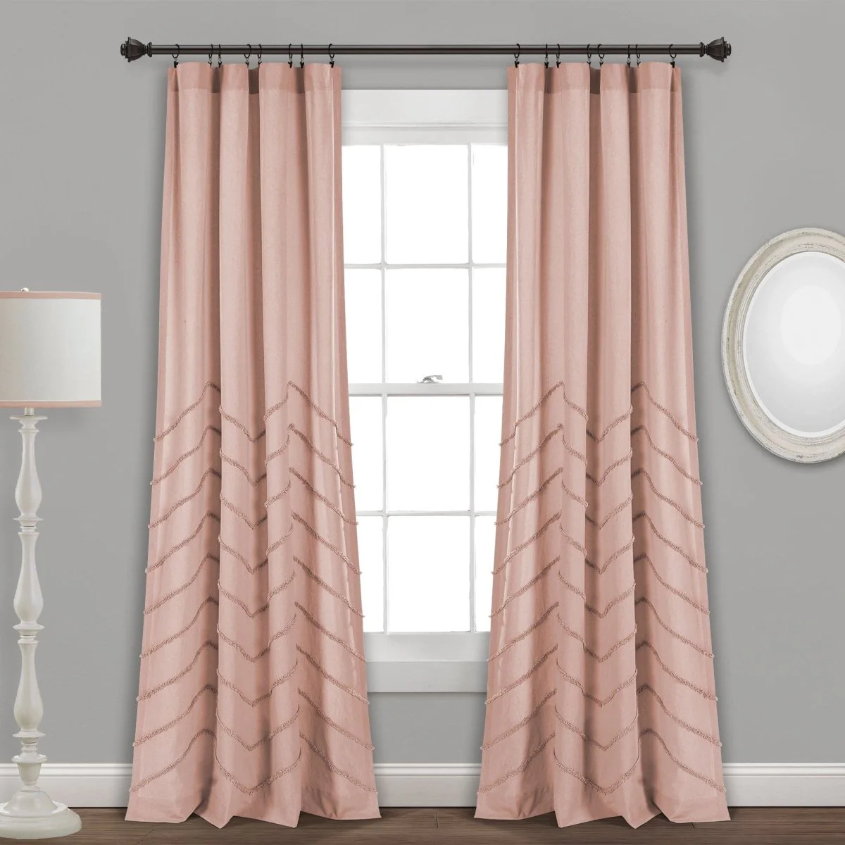 Chenille Chevron Window Curtain Panel Set - Image 6