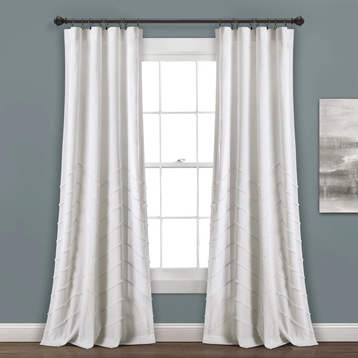 Chenille Chevron Window Curtain Panel Set - Image 7