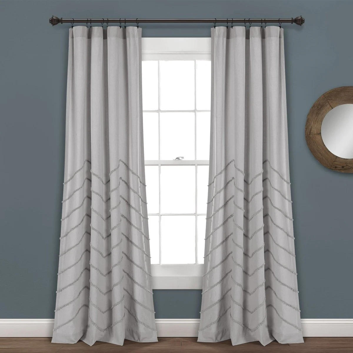Chenille Chevron Window Curtain Panel Set - Image 8