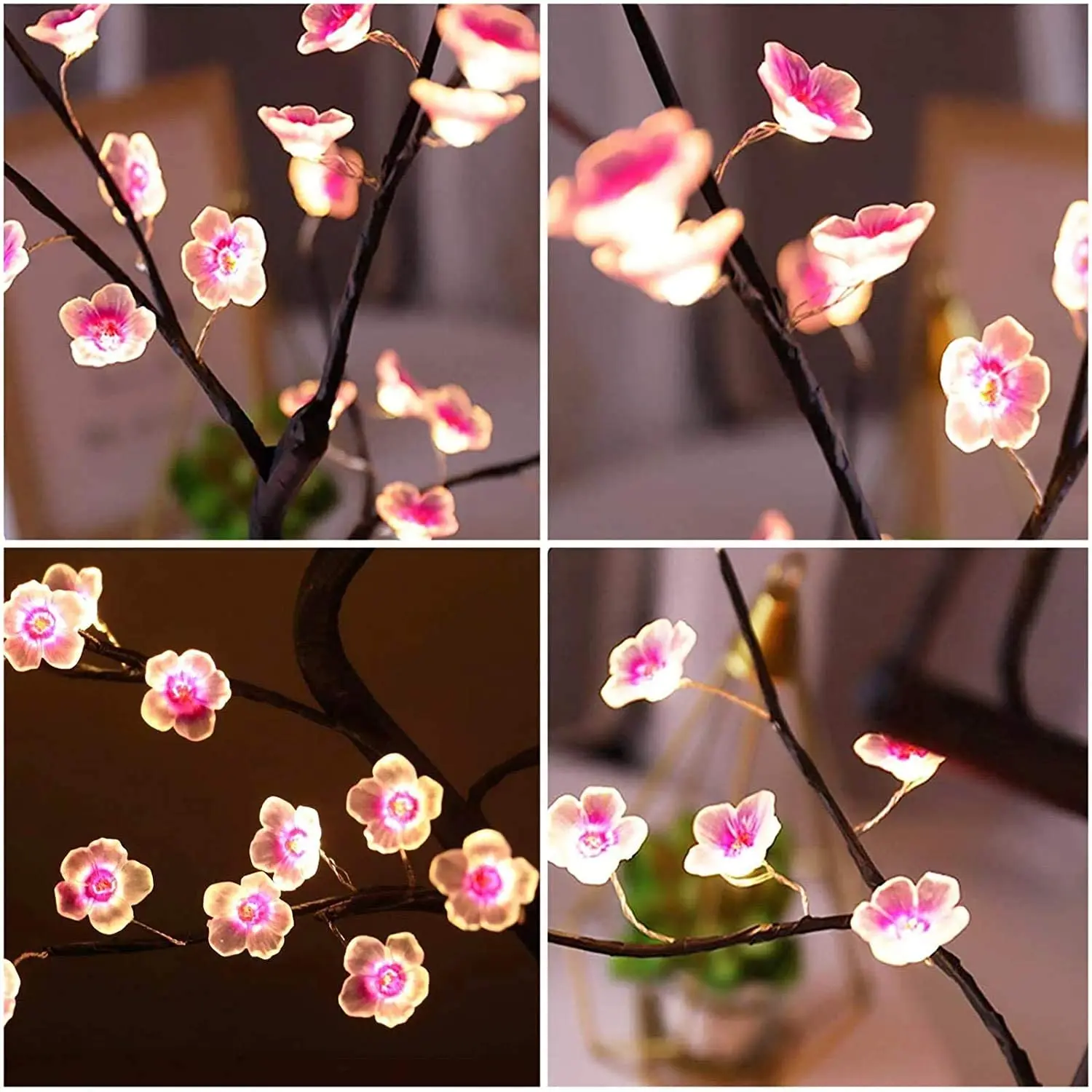 Cherry Blossom Tree LED Night Light USB Battery Touch Lamp Desktop Home Decor - Image 4