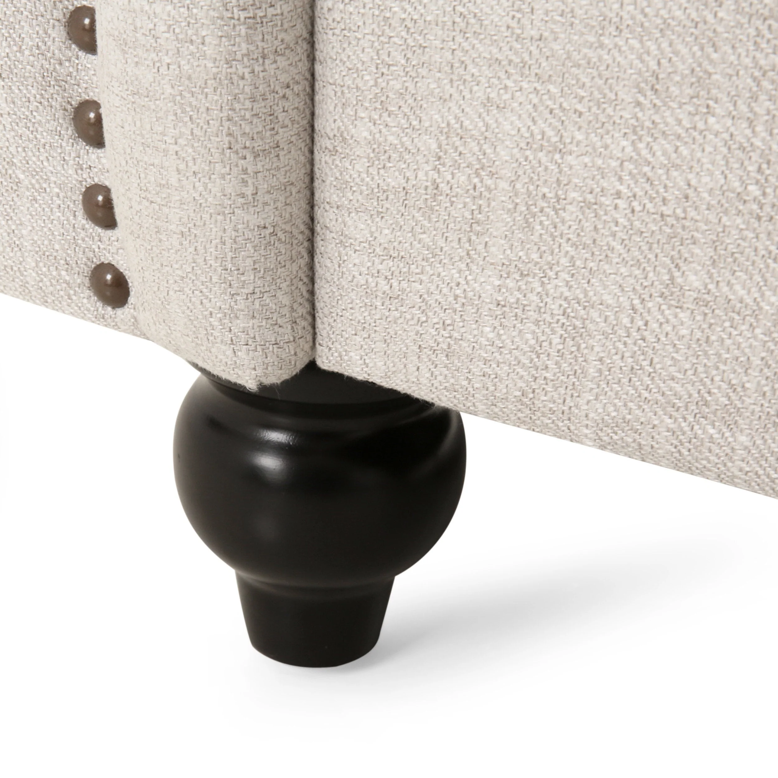 Chesterfield Club Chair Velvet Fabric Beige with Birch Wood Legs - Image 10