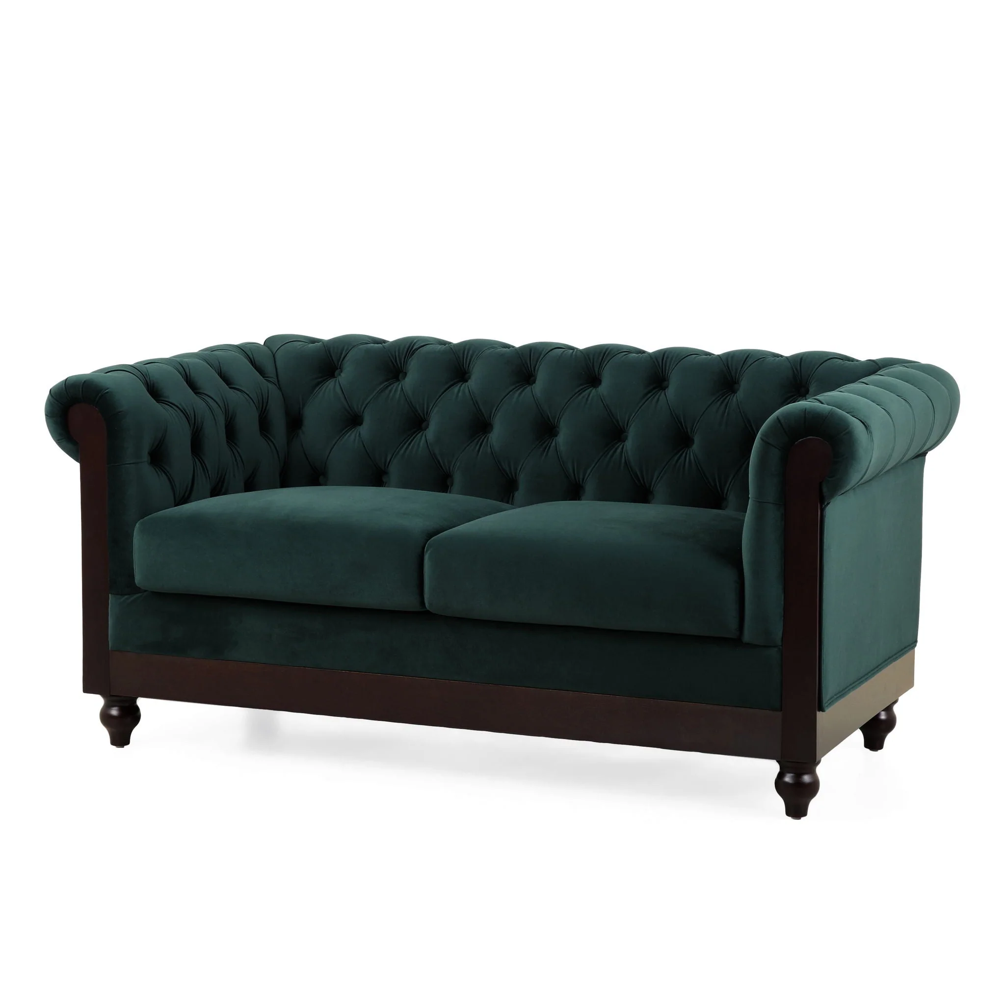 Chesterfield Loveseat Sofa, 2 Person Rolled Arm Upholstered Couch - Image 2