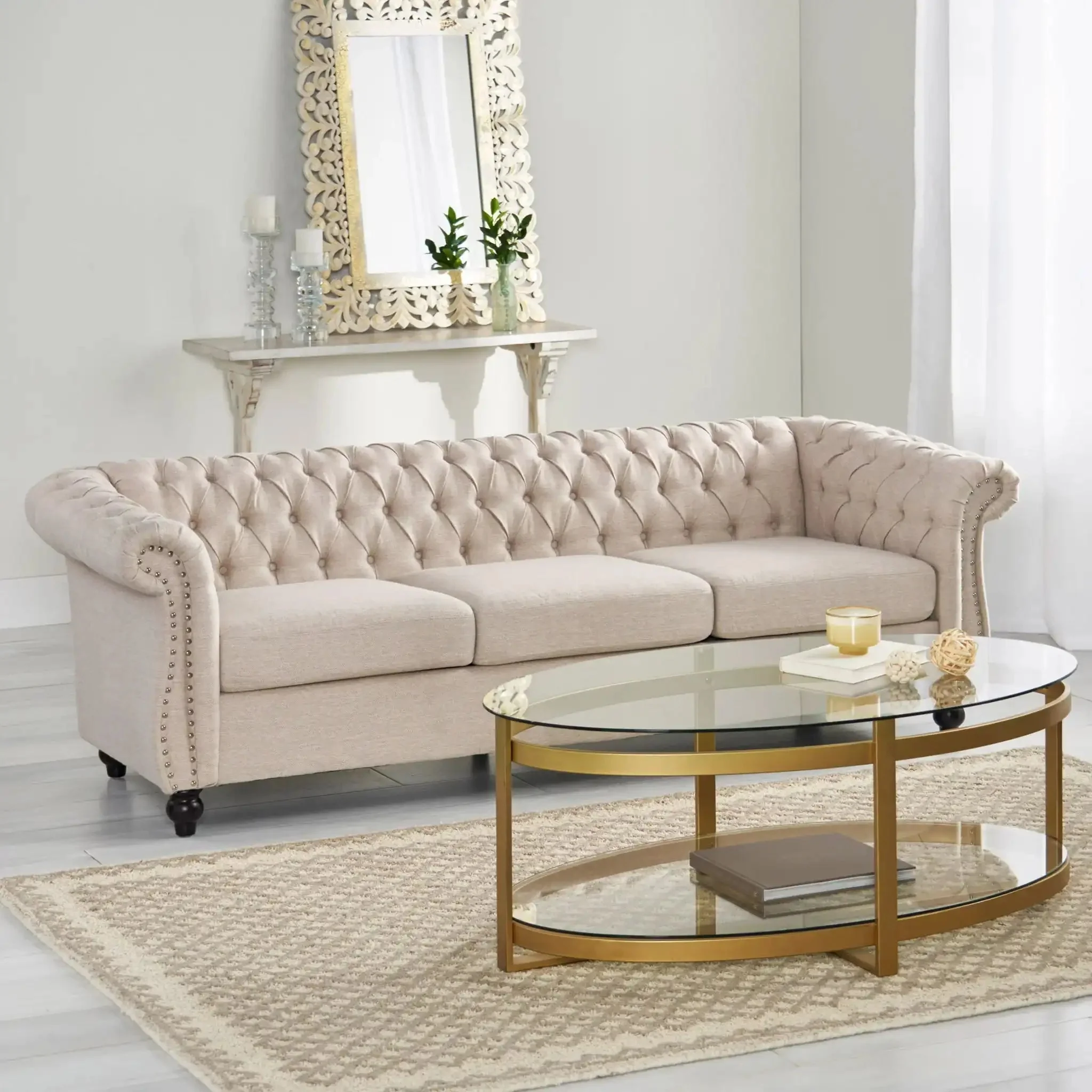 Chesterfield Style 3 Seater Sofa With Deep Button Tufting - Image 10
