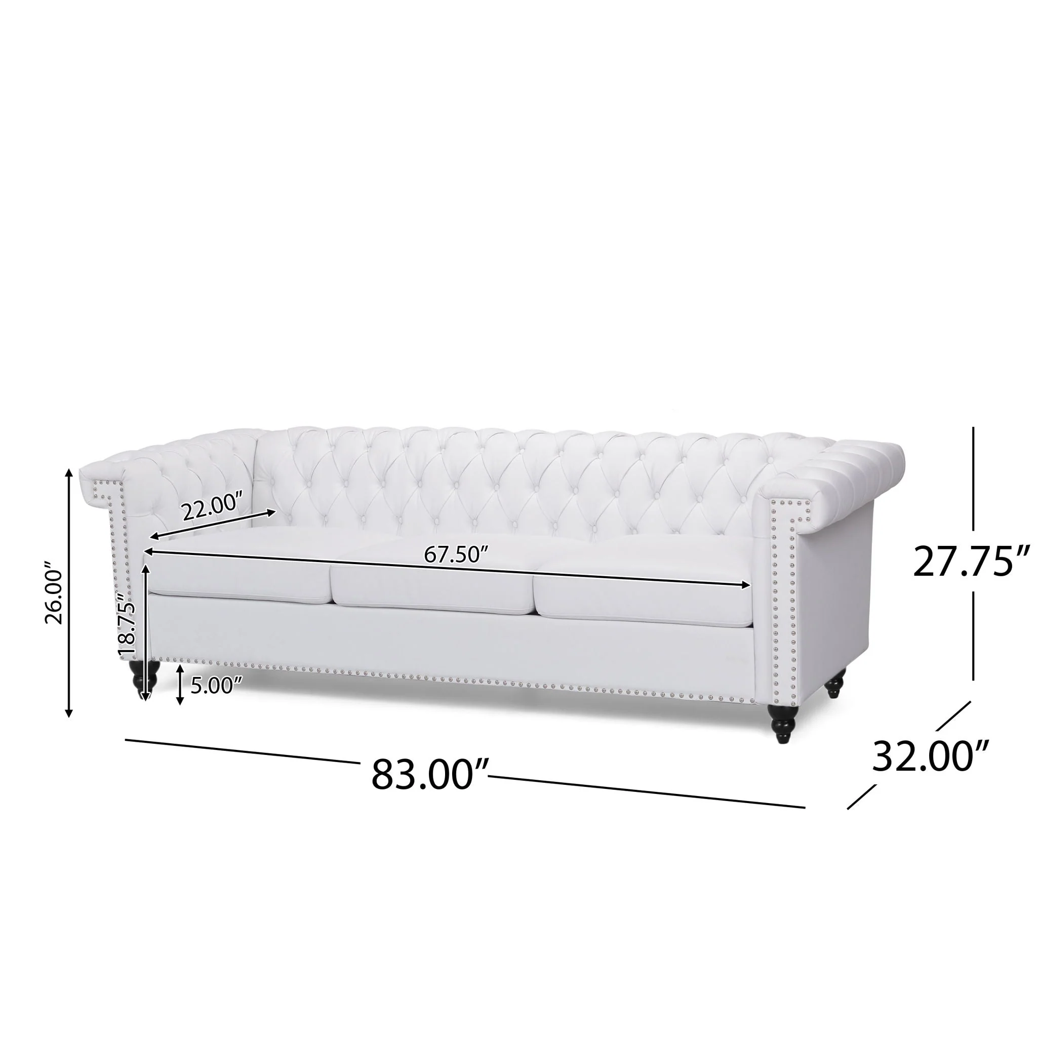 Chesterfield Style 3 Seater Sofa With Deep Button Tufting - Image 11