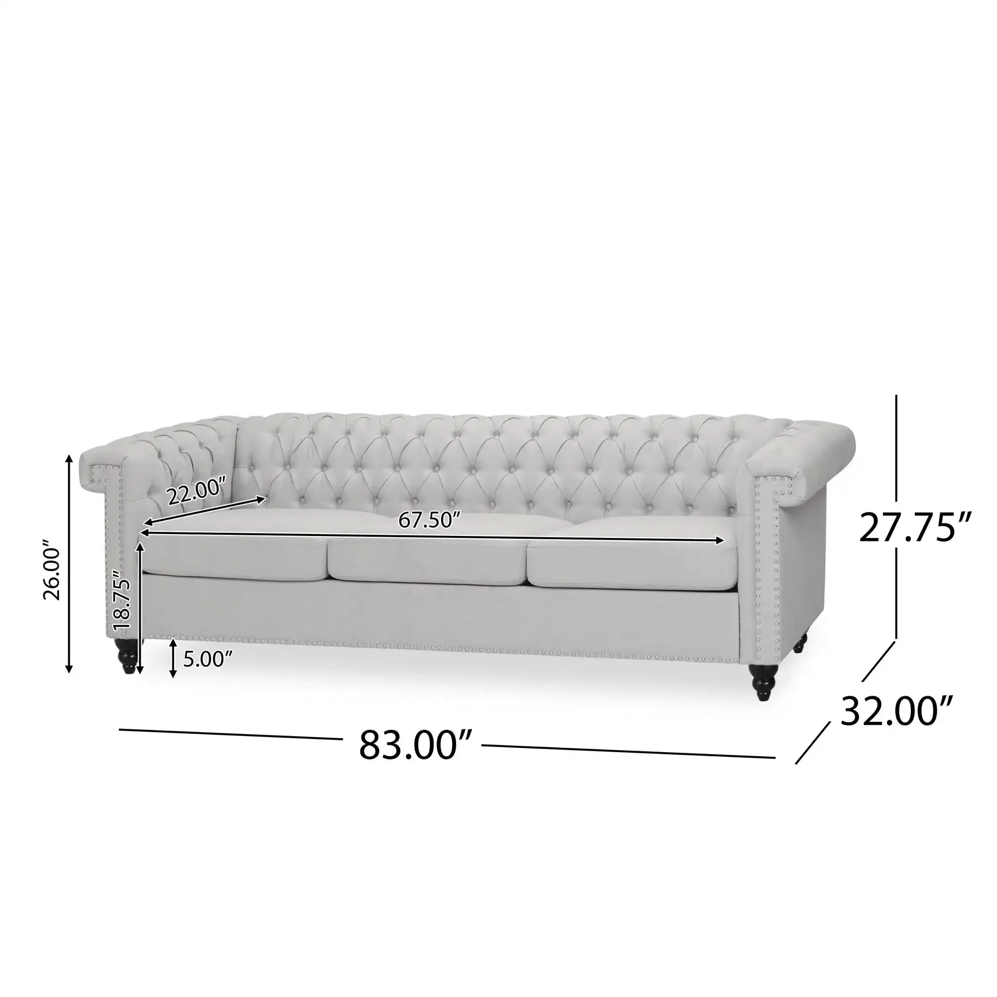 Chesterfield Style 3 Seater Sofa With Deep Button Tufting - Image 12