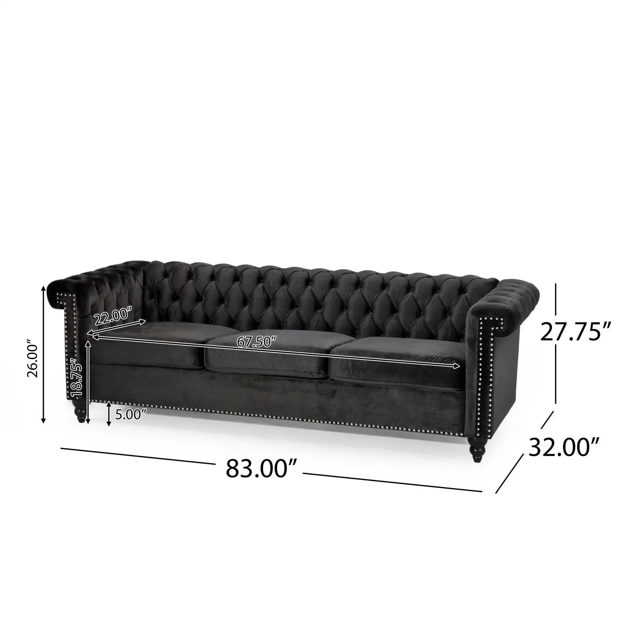 Chesterfield Style 3 Seater Sofa With Deep Button Tufting - Image 13