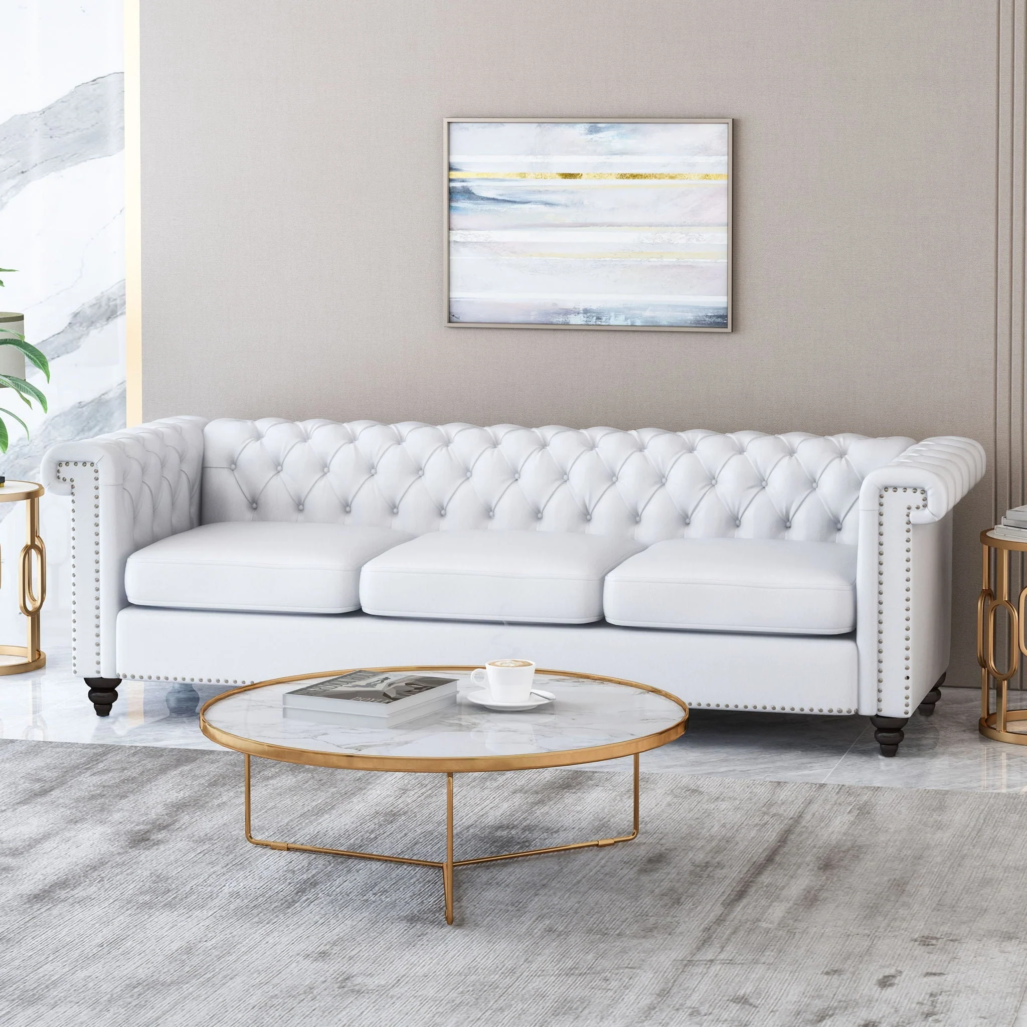 Chesterfield Style 3 Seater Sofa With Deep Button Tufting - Image 15