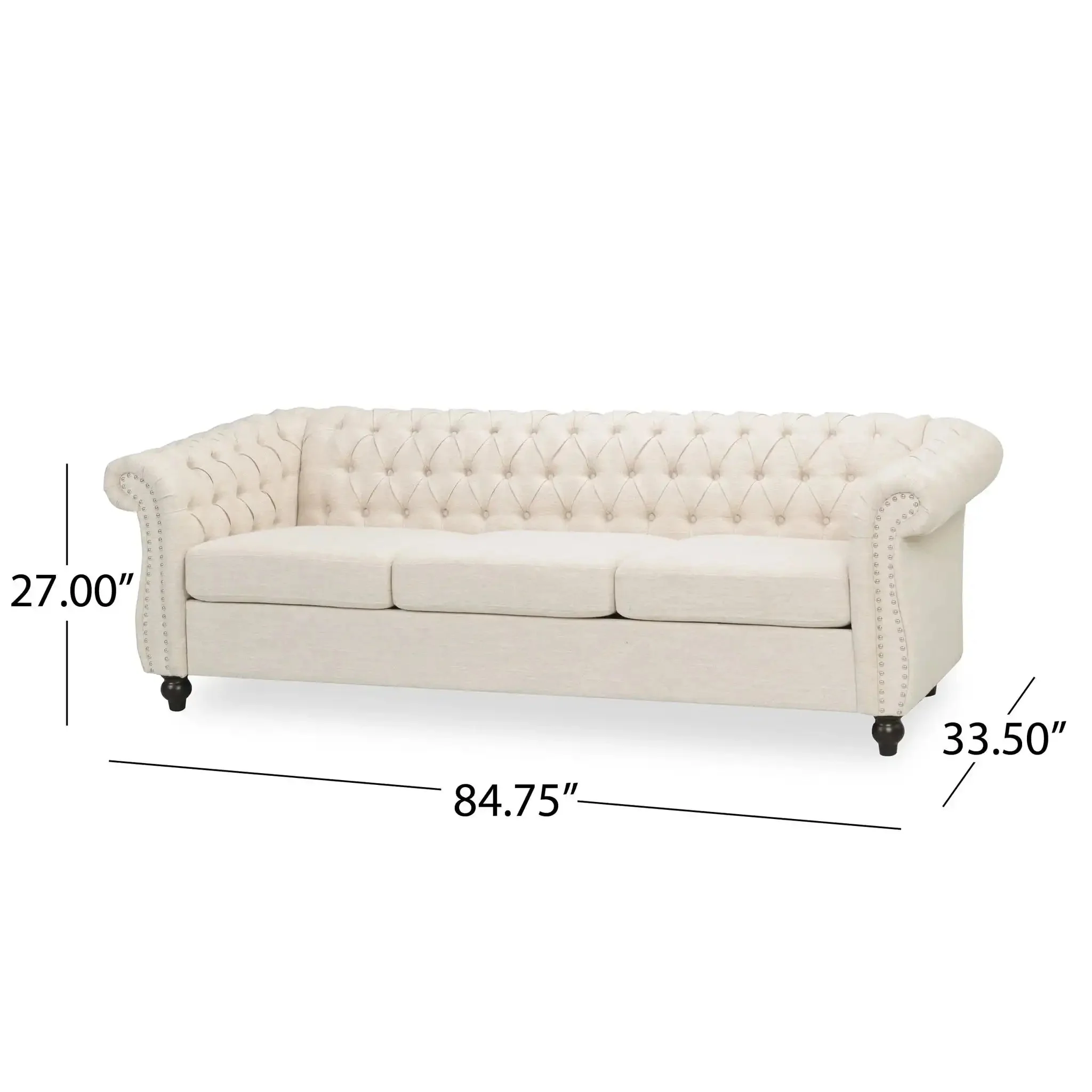 Chesterfield Style 3 Seater Sofa With Deep Button Tufting - Image 6