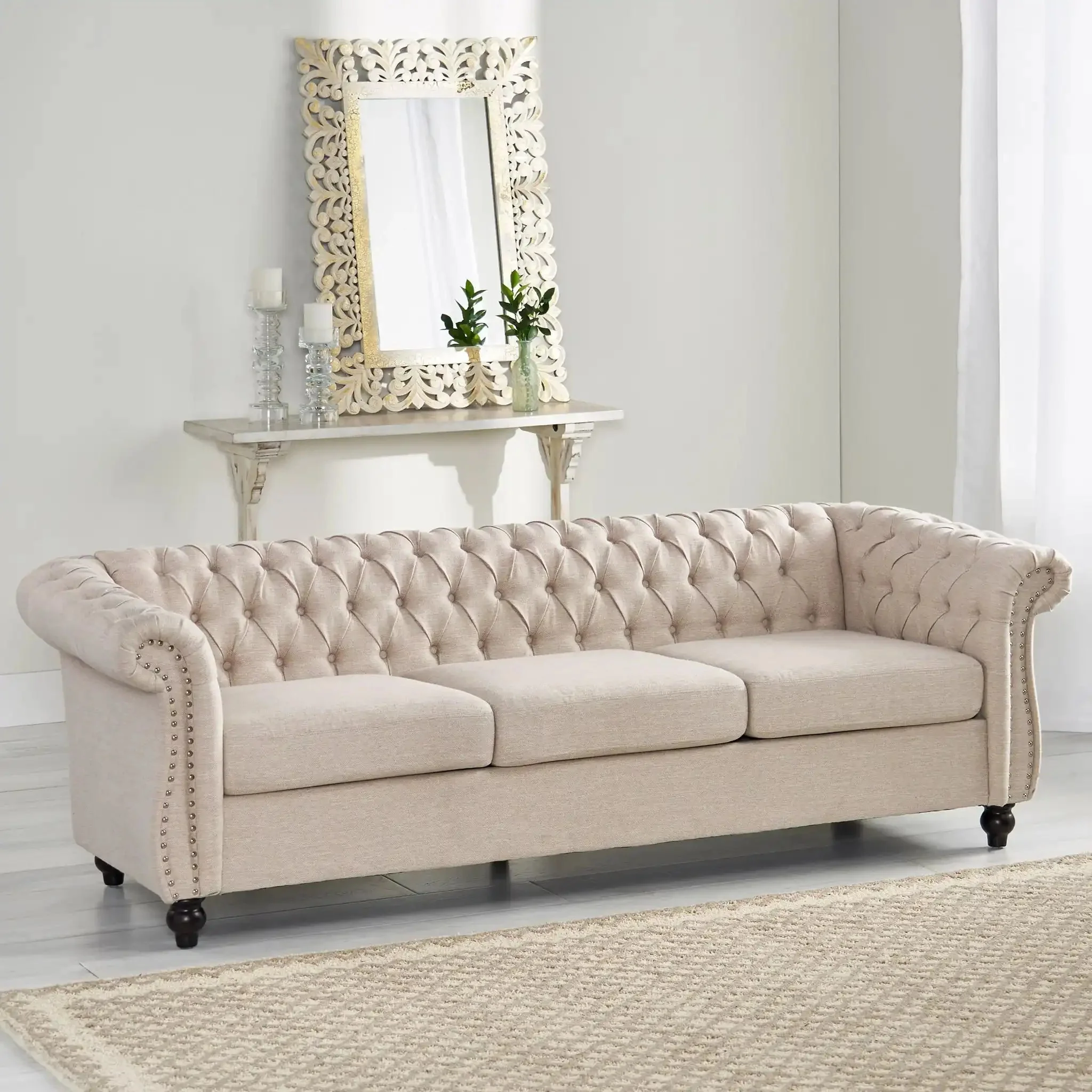 Chesterfield Style 3 Seater Sofa With Deep Button Tufting - Image 7