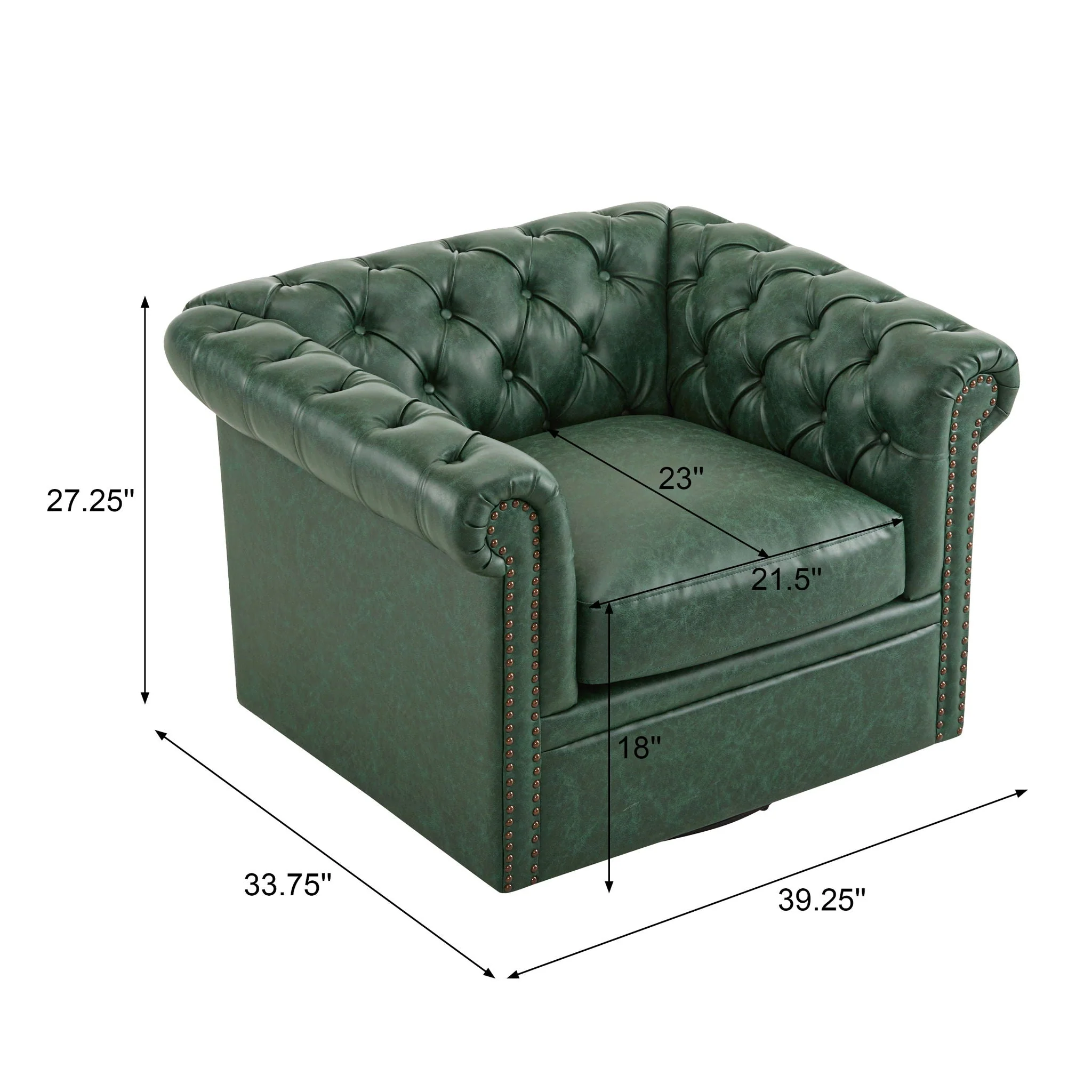 Chesterfield Style Swivel Club Chair With Button Tufted - Image 3