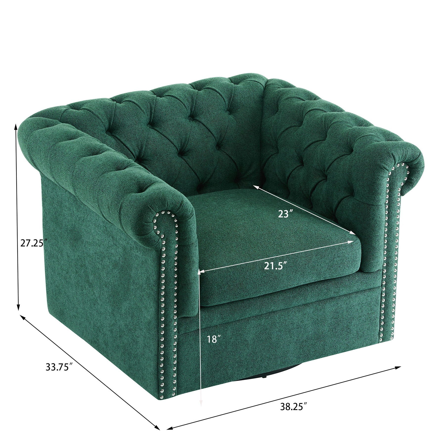 Chesterfield Style Swivel Club Chair With Button Tufted - Image 5