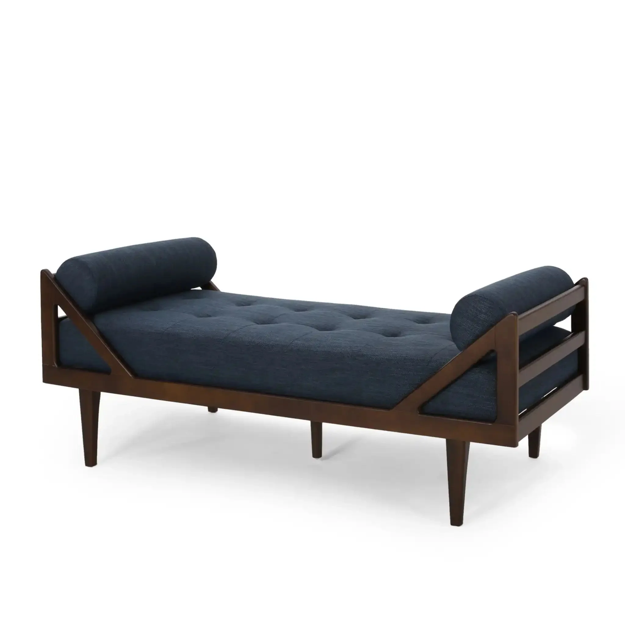 Chic Contemporary Chaise Lounge With Button Tufting And Bentwood Structure - Image 2