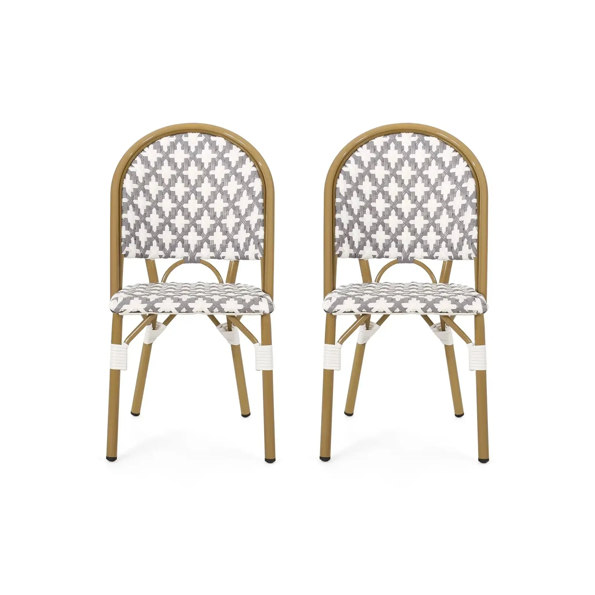 Chic French Bistro Chair With Durable Rattan And Aluminum Frame - Image 2