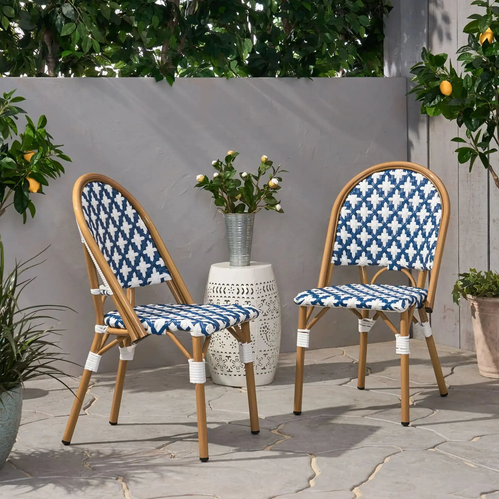 Chic French Bistro Chair With Durable Rattan And Aluminum Frame - Image 3