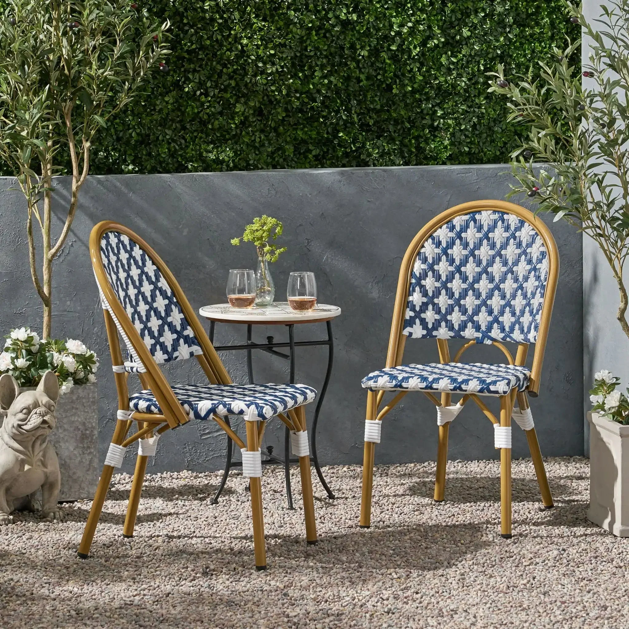 Chic French Bistro Chair With Durable Rattan And Aluminum Frame - Image 5