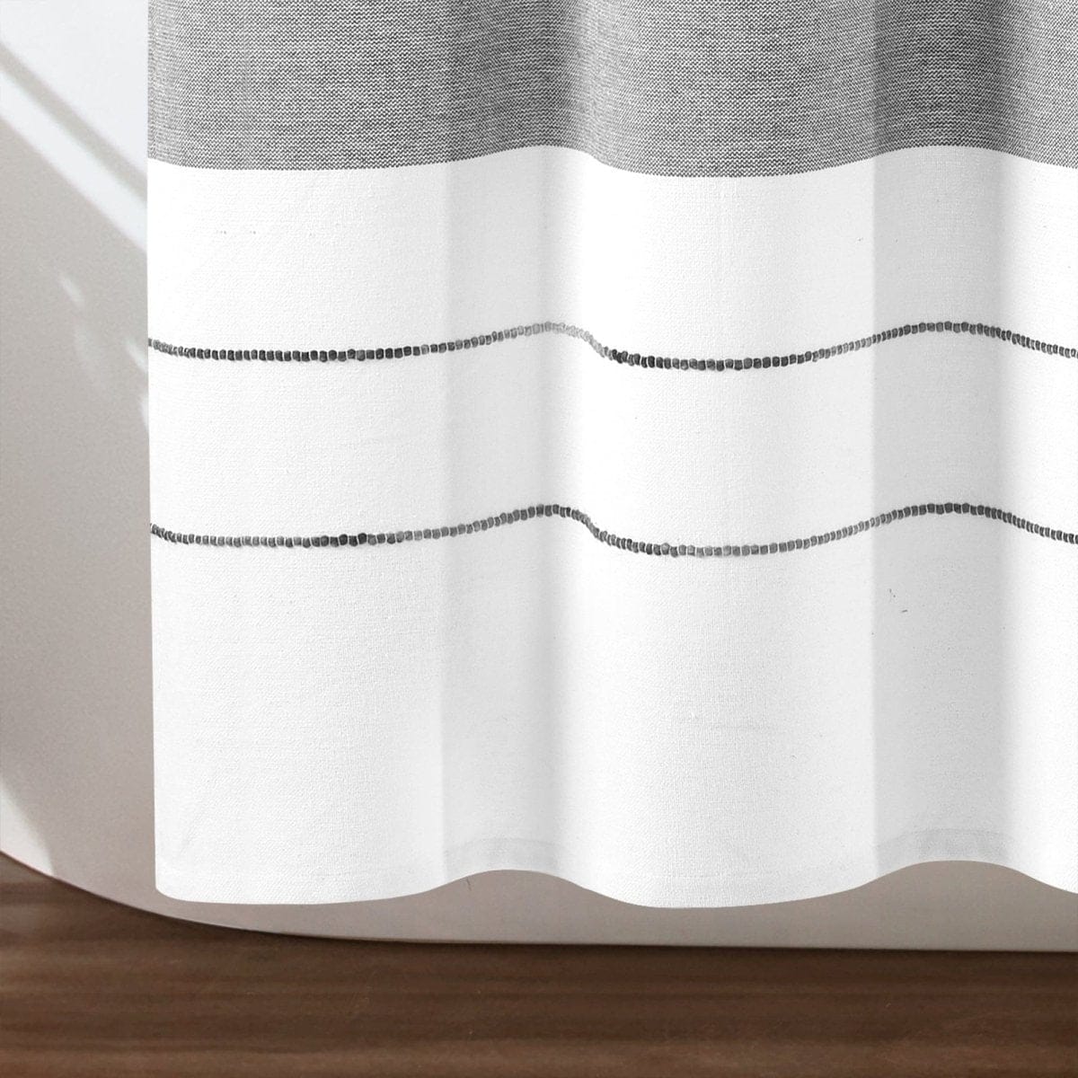 Chic Stripe Yarn Dyed Eco-Friendly Recycled Cotton Blend Shower Curtain - Image 10