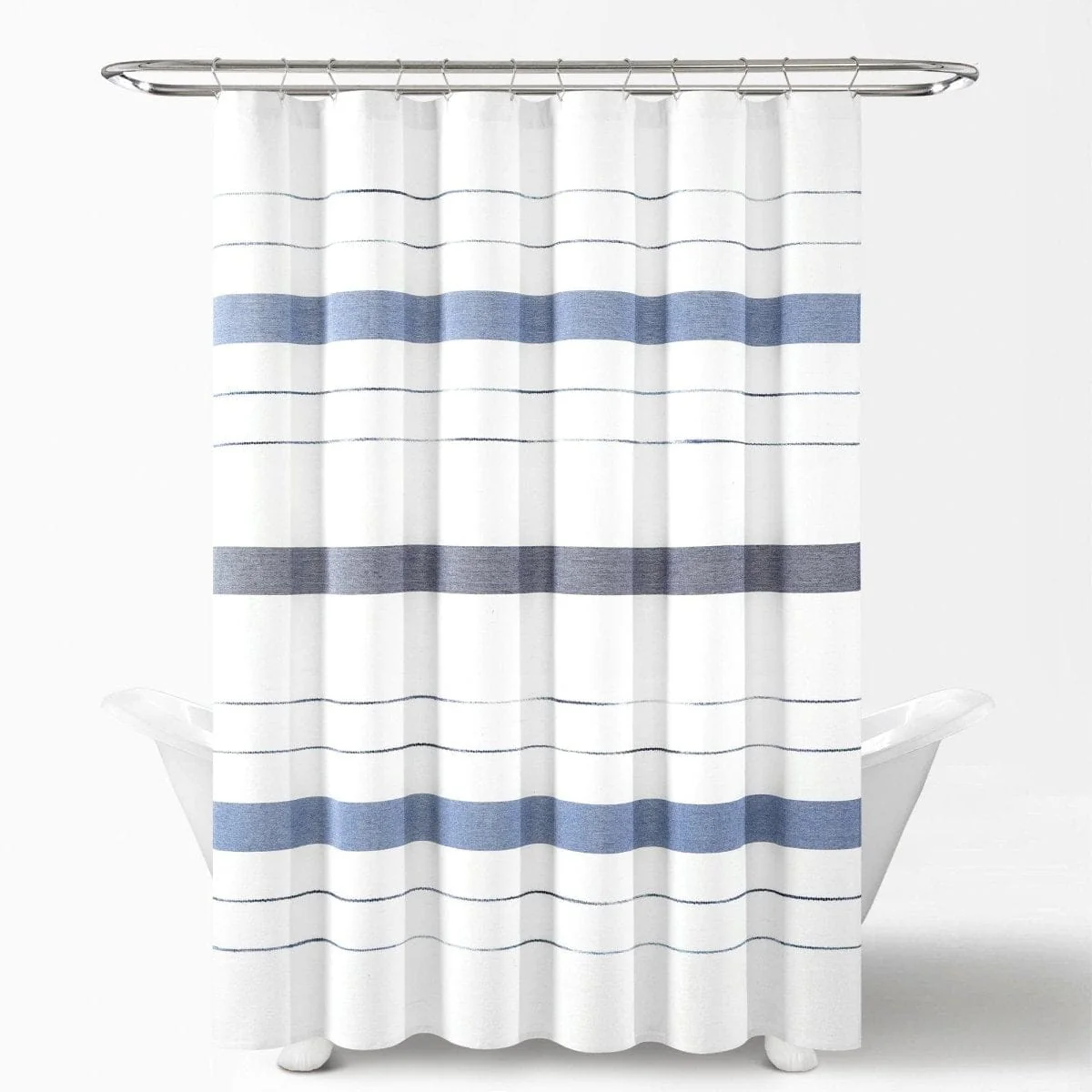 Chic Stripe Yarn Dyed Eco-Friendly Recycled Cotton Blend Shower Curtain - Image 3