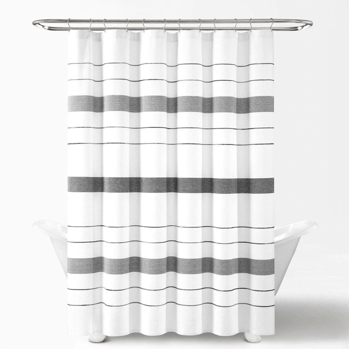 Chic Stripe Yarn Dyed Eco-Friendly Recycled Cotton Blend Shower Curtain - Image 4