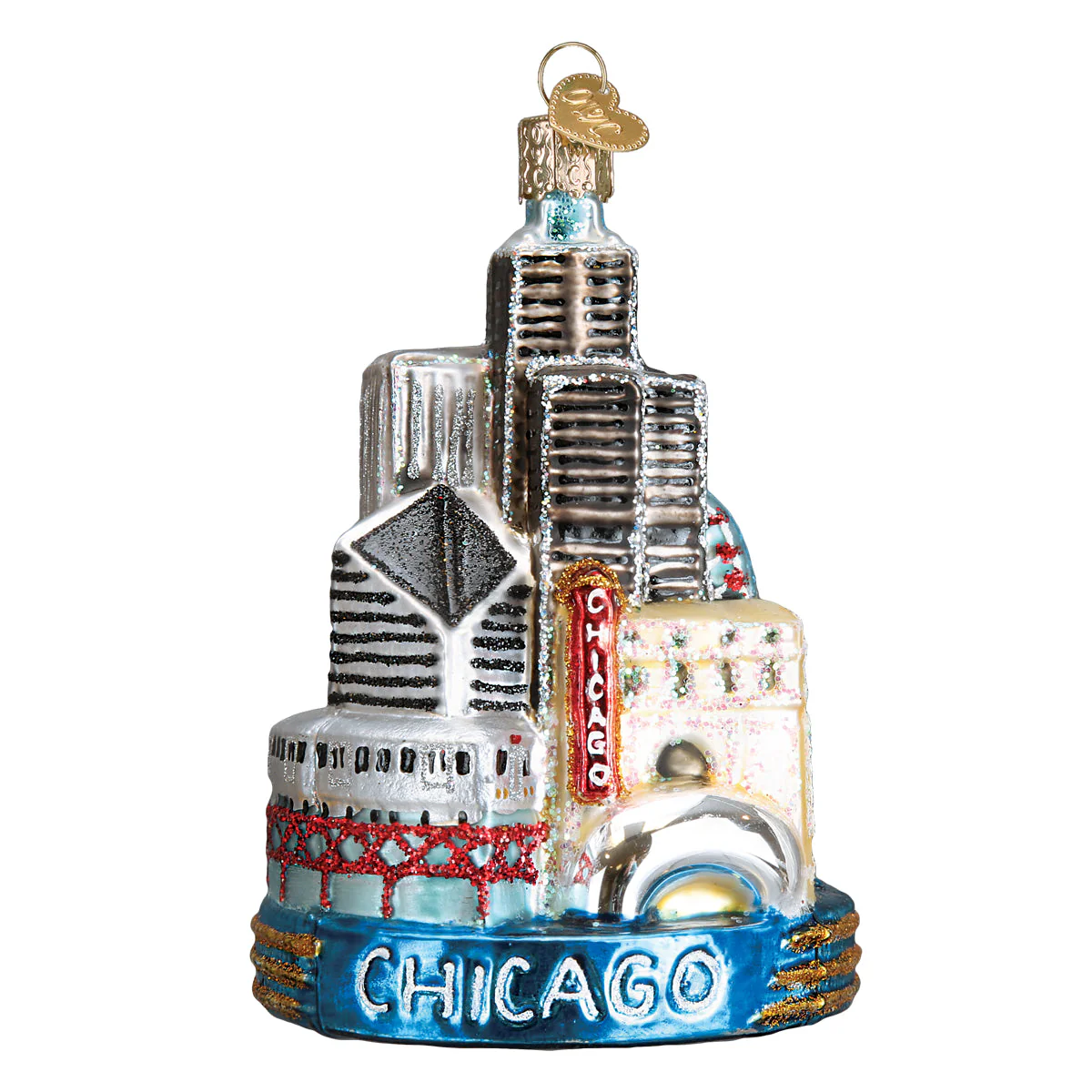 Chicago Christmas Ornament 4.25x3x3 Inch by Old World Christmas - Image 3