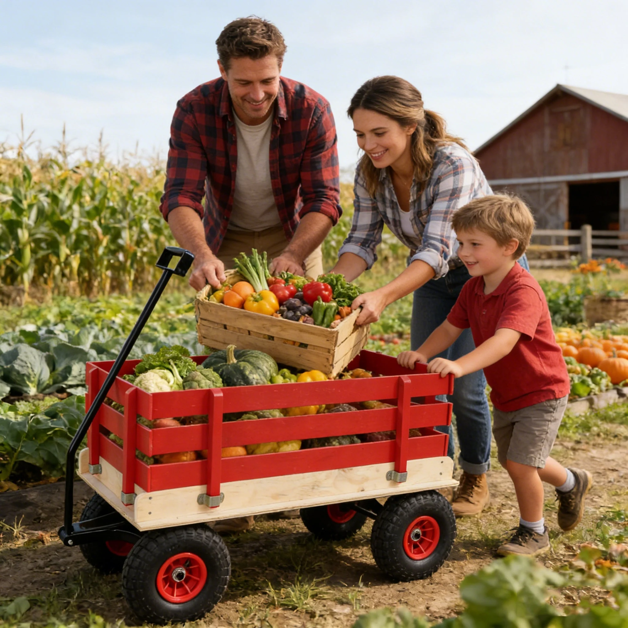 Children's and Garden Wooden Carriage with All-Terrain Inflatable Wheels - Image 10